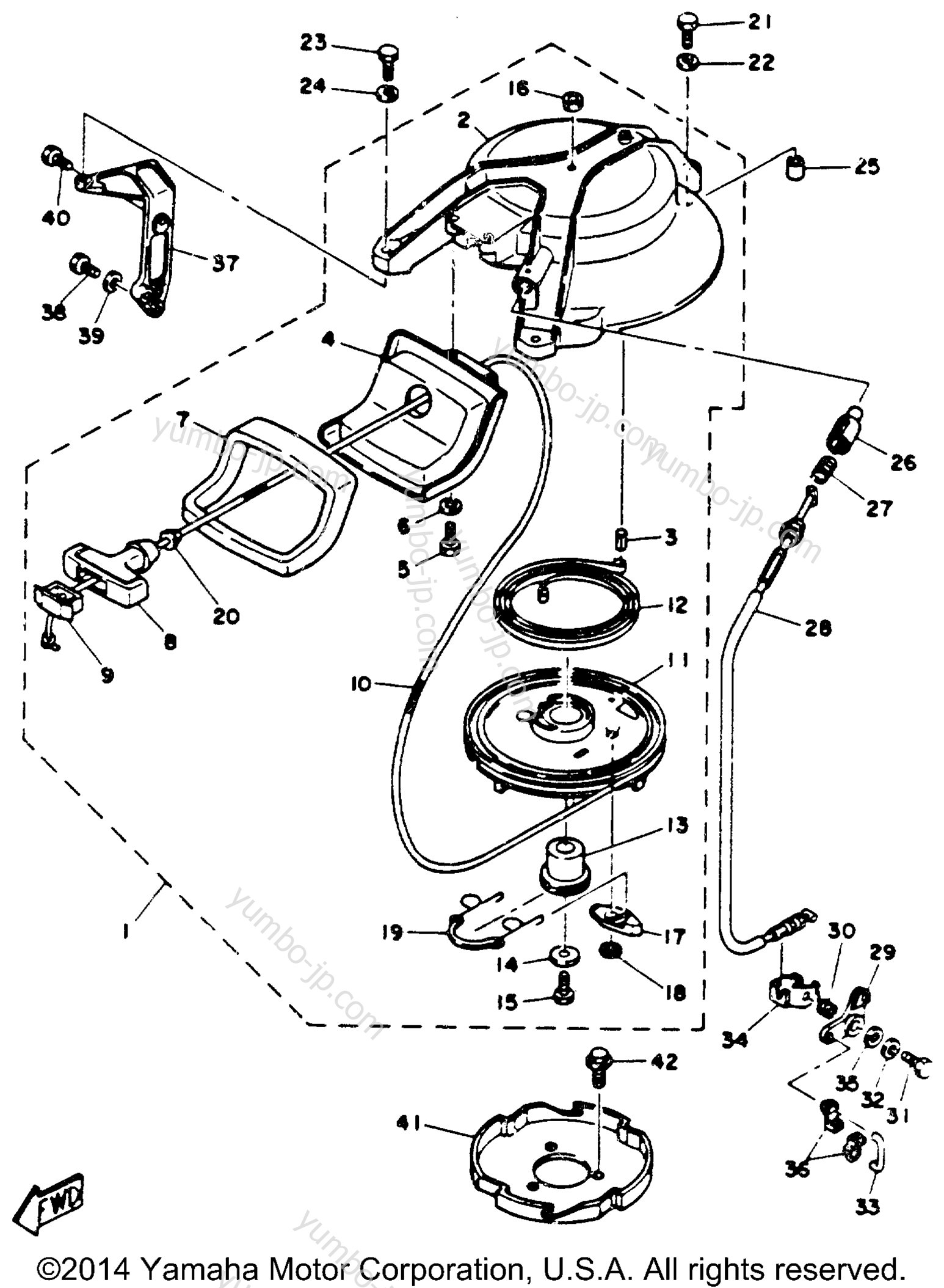 Manual Starter для лодочных моторов YAMAHA 25ELHR 1993 г.