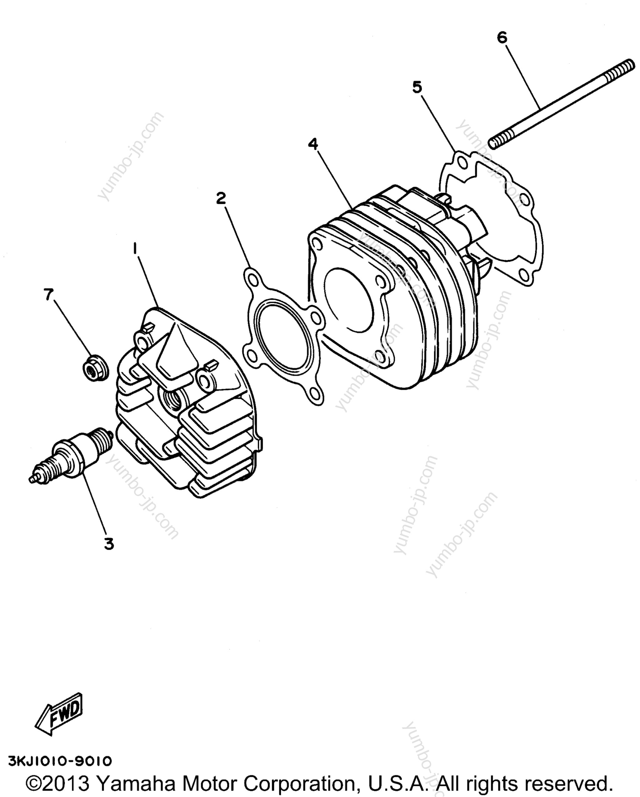Головка блока цилиндров для скутеров YAMAHA JOG (CY50K) 1998 г.