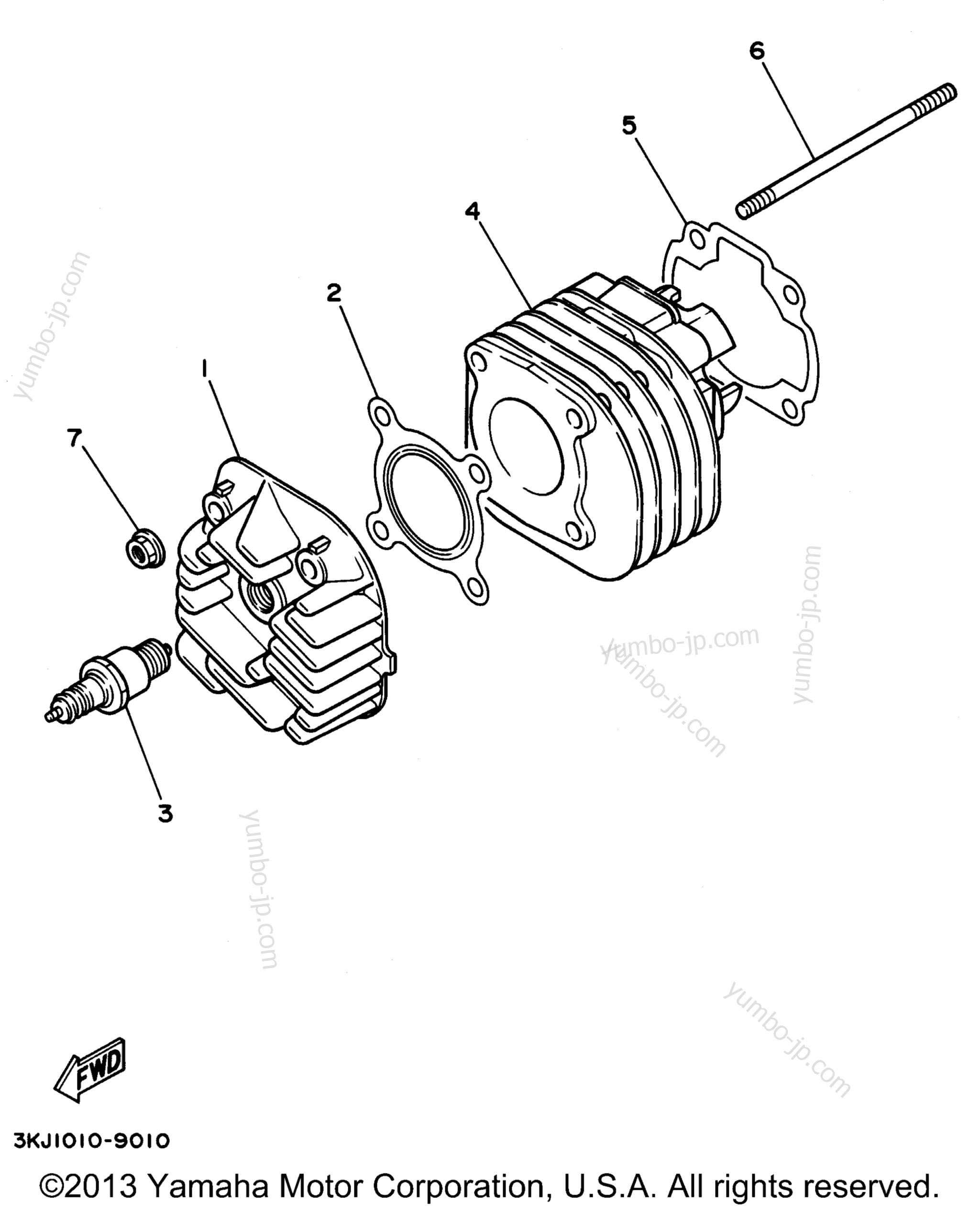 Головка блока цилиндров для скутеров YAMAHA JOG (CY50J) 1997 г.