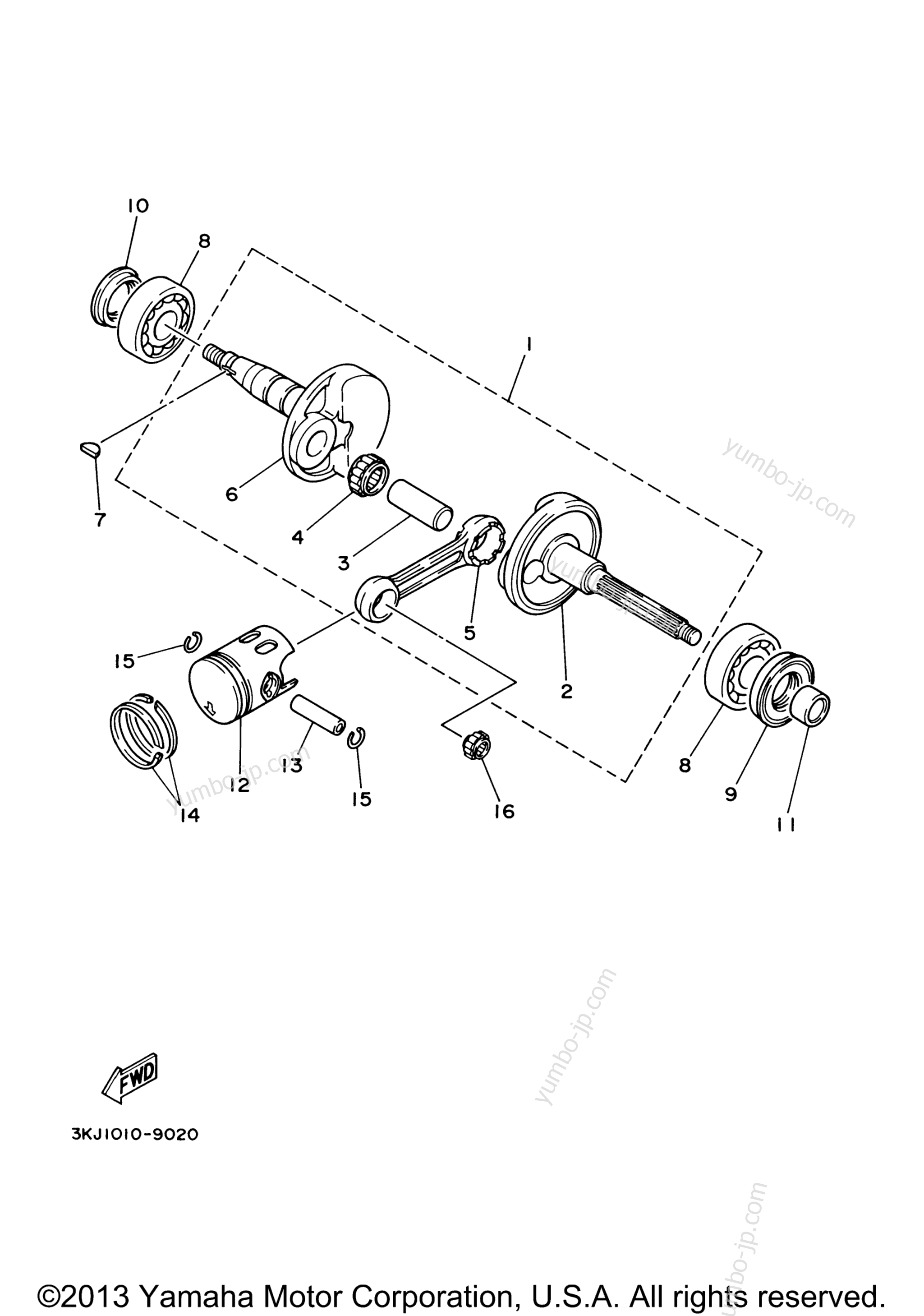 Crankshaft. Piston для скутеров YAMAHA VINO (YJ50RP) 2002 г.