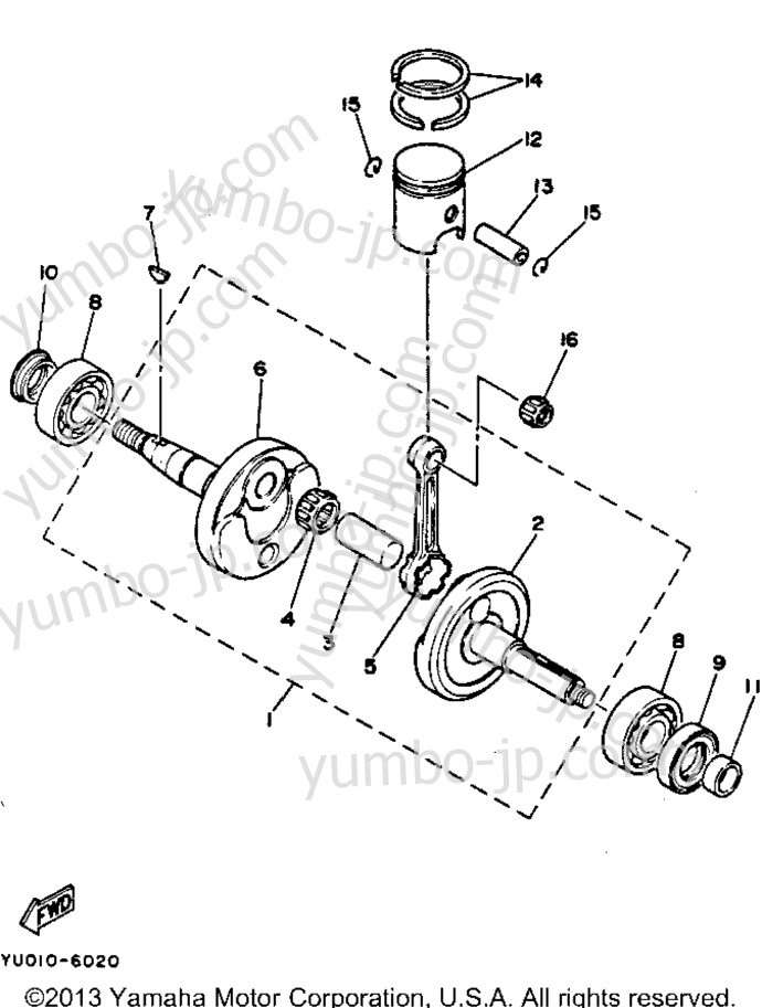 Crankshaft - Piston for scooters YAMAHA RAZZ (SH50MD) 1992 year
