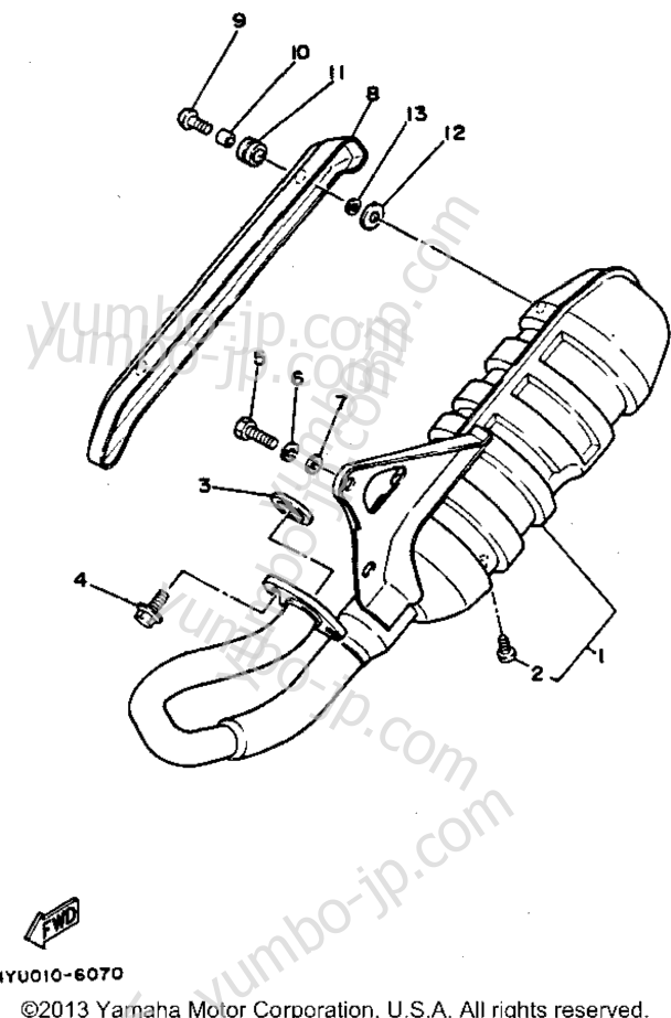 Exhaust for scooters YAMAHA RAZZ (SH50MD) 1992 year