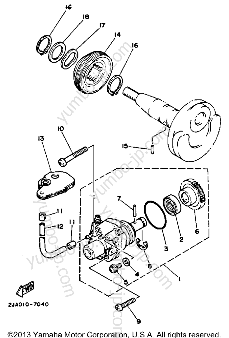 Масляный насос для скутеров YAMAHA JOG (CG50A) 1990 г.