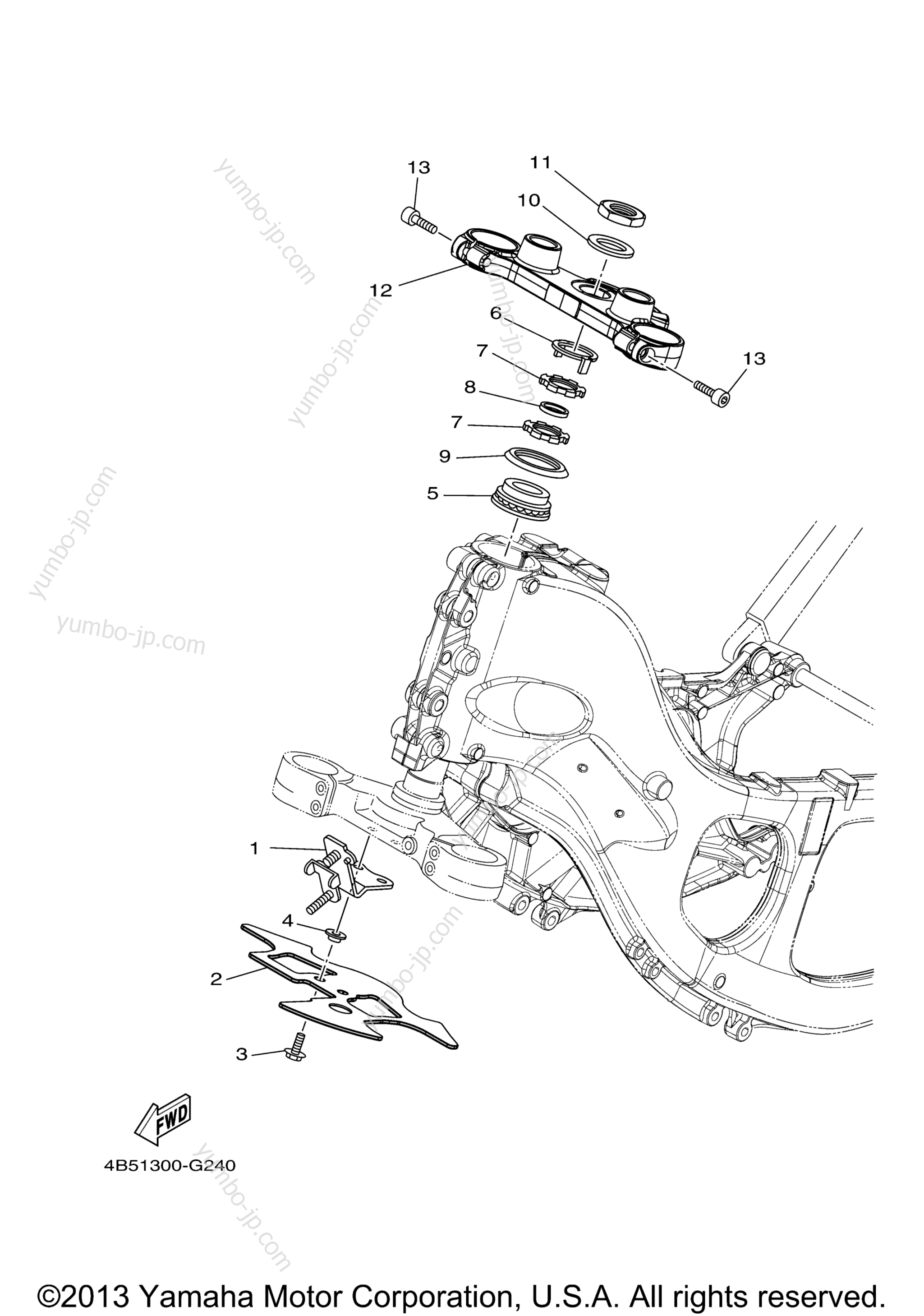 Steering for scooters YAMAHA TMAX (XP500AB) 2011 year