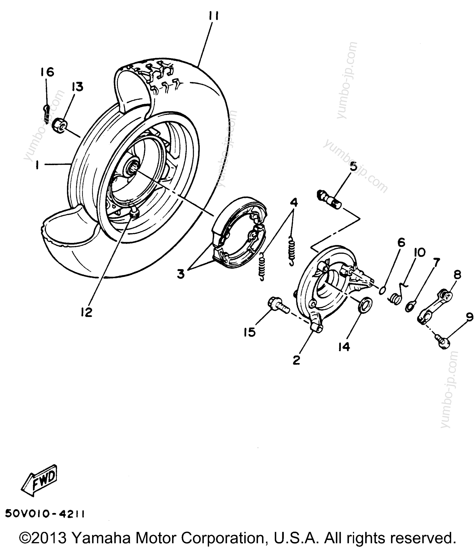 REAR WHEEL для скутеров YAMAHA RIVA 125 (XC125H) 1996 г.