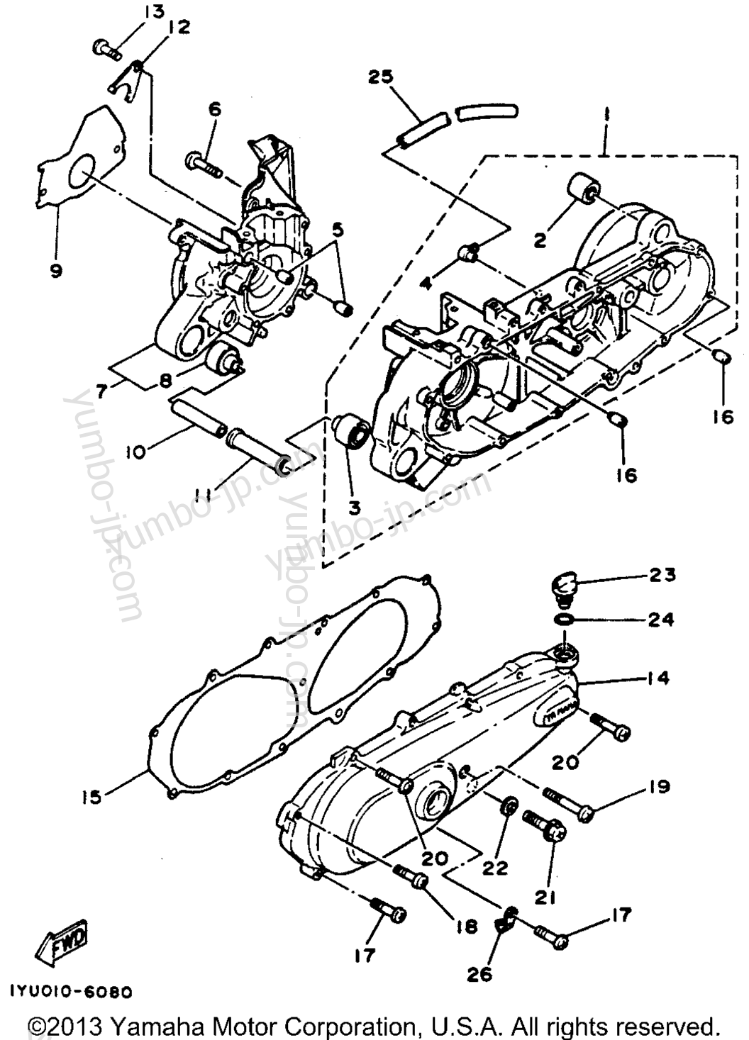 Крышка картера для скутеров YAMAHA RAZZ (SH50E) 1993 г.