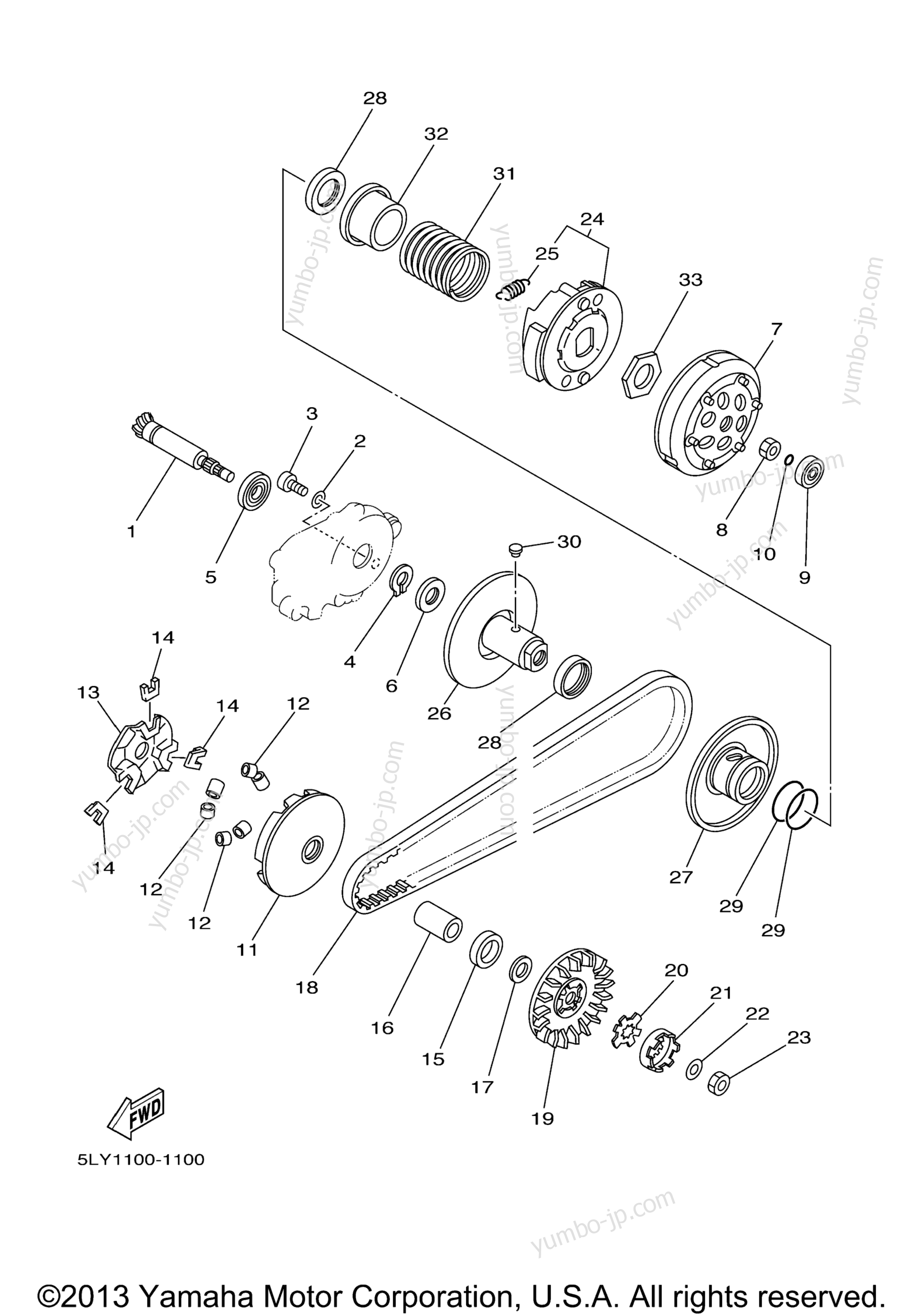 Устройство сцепления для скутеров YAMAHA VINO (YJ50RP) 2002 г.
