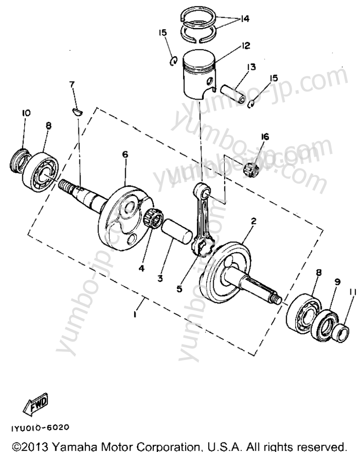 Crankshaft - Piston для скутеров YAMAHA RAZZ (SH50W) 1989 г.