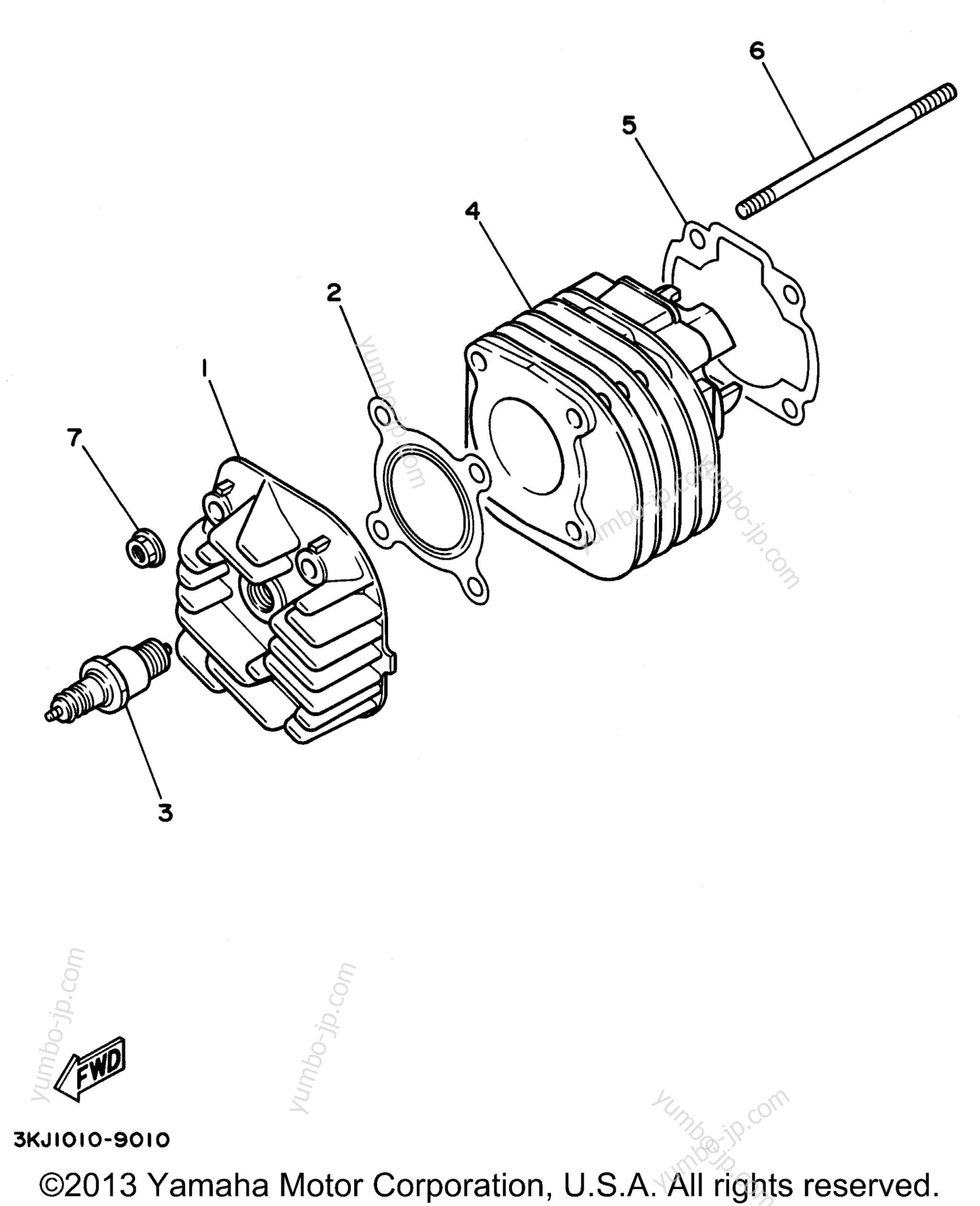 Головка блока цилиндров для скутеров YAMAHA JOG (CY50L) 1999 г.