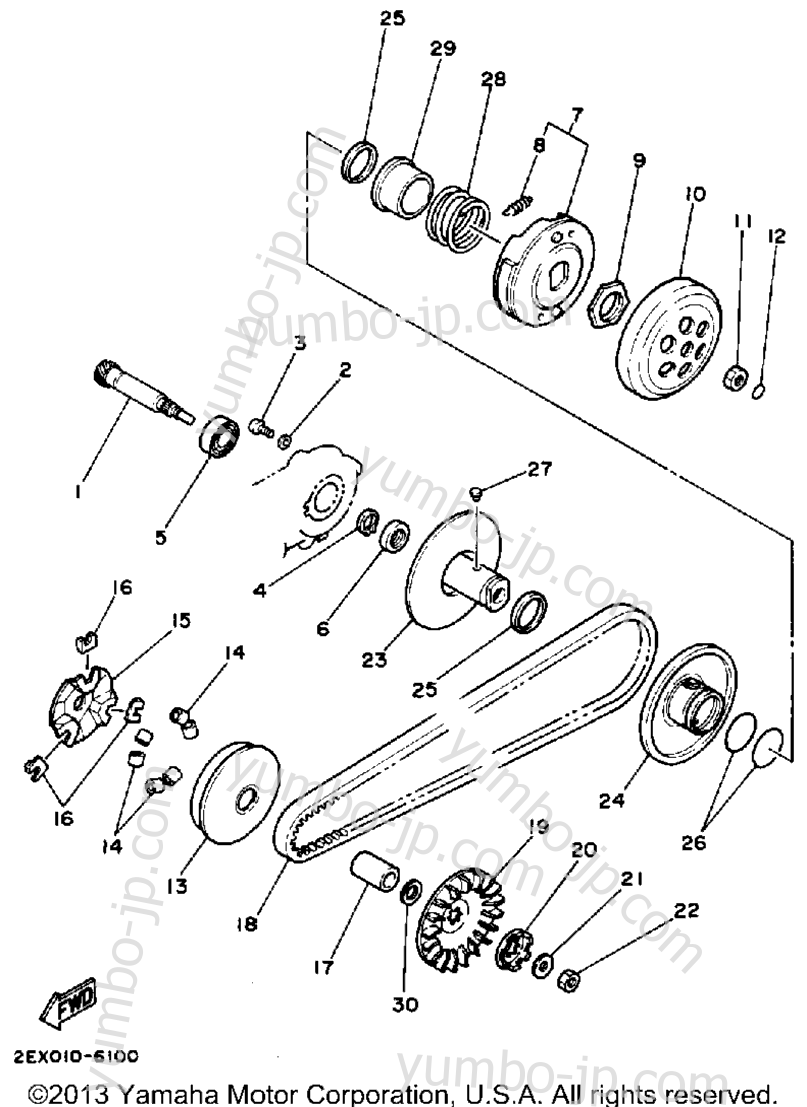 Устройство сцепления для скутеров YAMAHA JOG (CG50W) 1989 г.