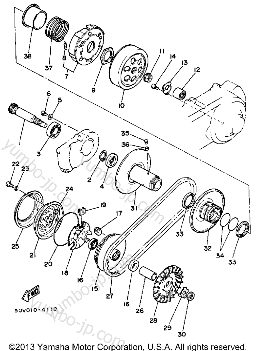 Устройство сцепления для скутеров YAMAHA RIVA 125 (XC125N) 1985 г.