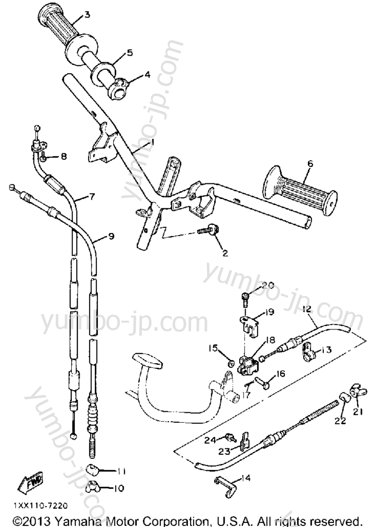 Handlebar Cable для скутеров YAMAHA RIVA 200Z (XC200ZW) 1989 г.