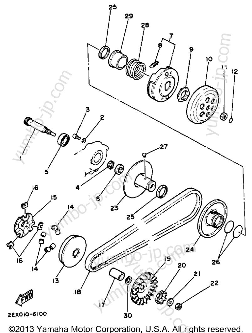 Устройство сцепления для скутеров YAMAHA JOG (CG50A) 1990 г.