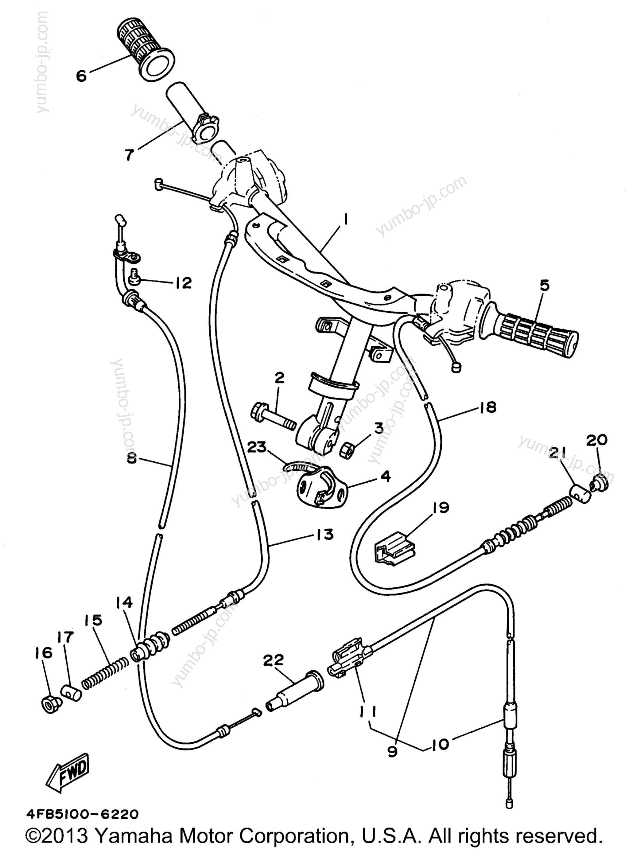 Steering Handle Cable для скутеров YAMAHA JOG (CY50K) 1998 г.