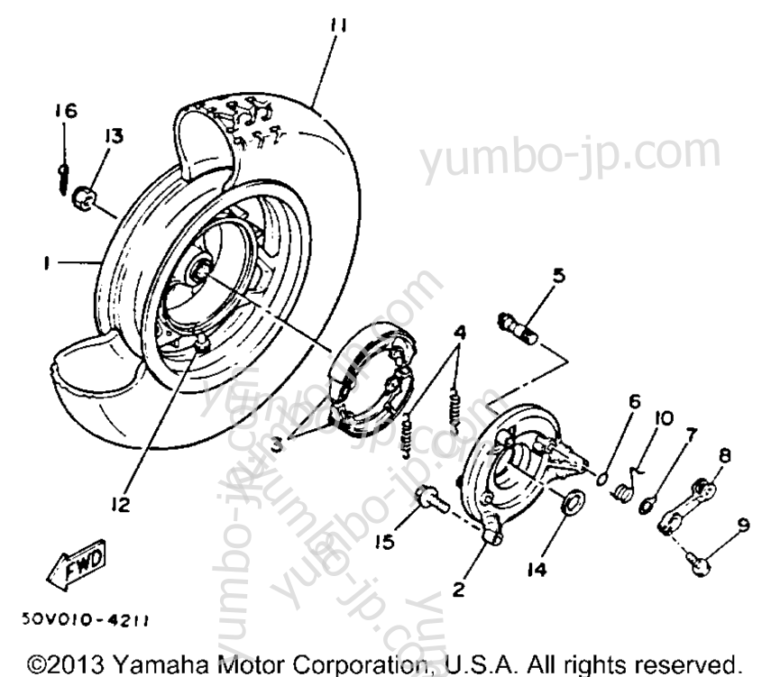 REAR WHEEL для скутеров YAMAHA RIVA 125 (XC125E) 1993 г.