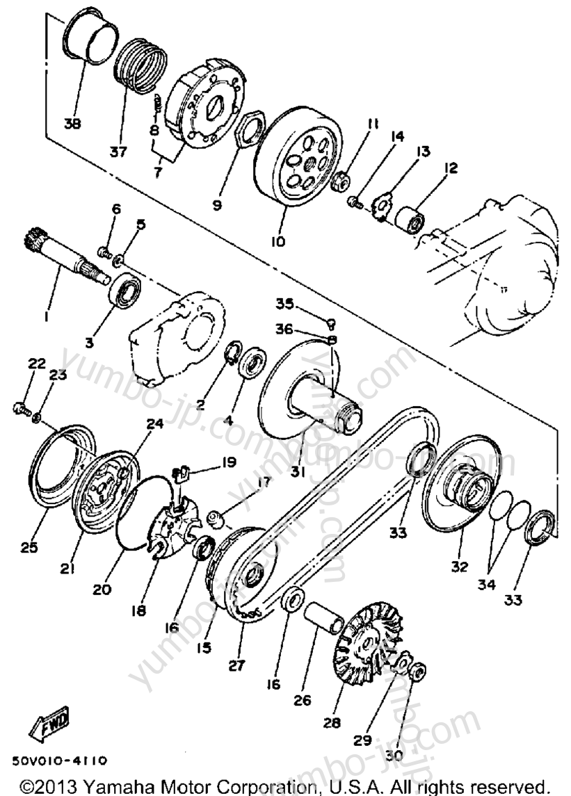 Устройство сцепления для скутеров YAMAHA RIVA 125 (XC125TC) CA 1987 г.