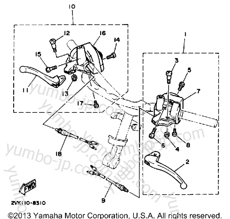 Handle Switch Lever для скутеров YAMAHA JOG (CG50W) 1989 г.
