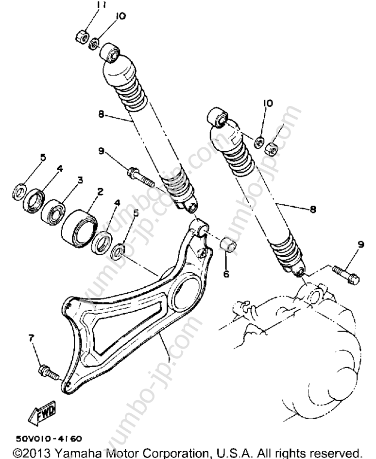 Swing Arm Rear Shocks для скутеров YAMAHA RIVA 125Z (XC125ZW) 1989 г.