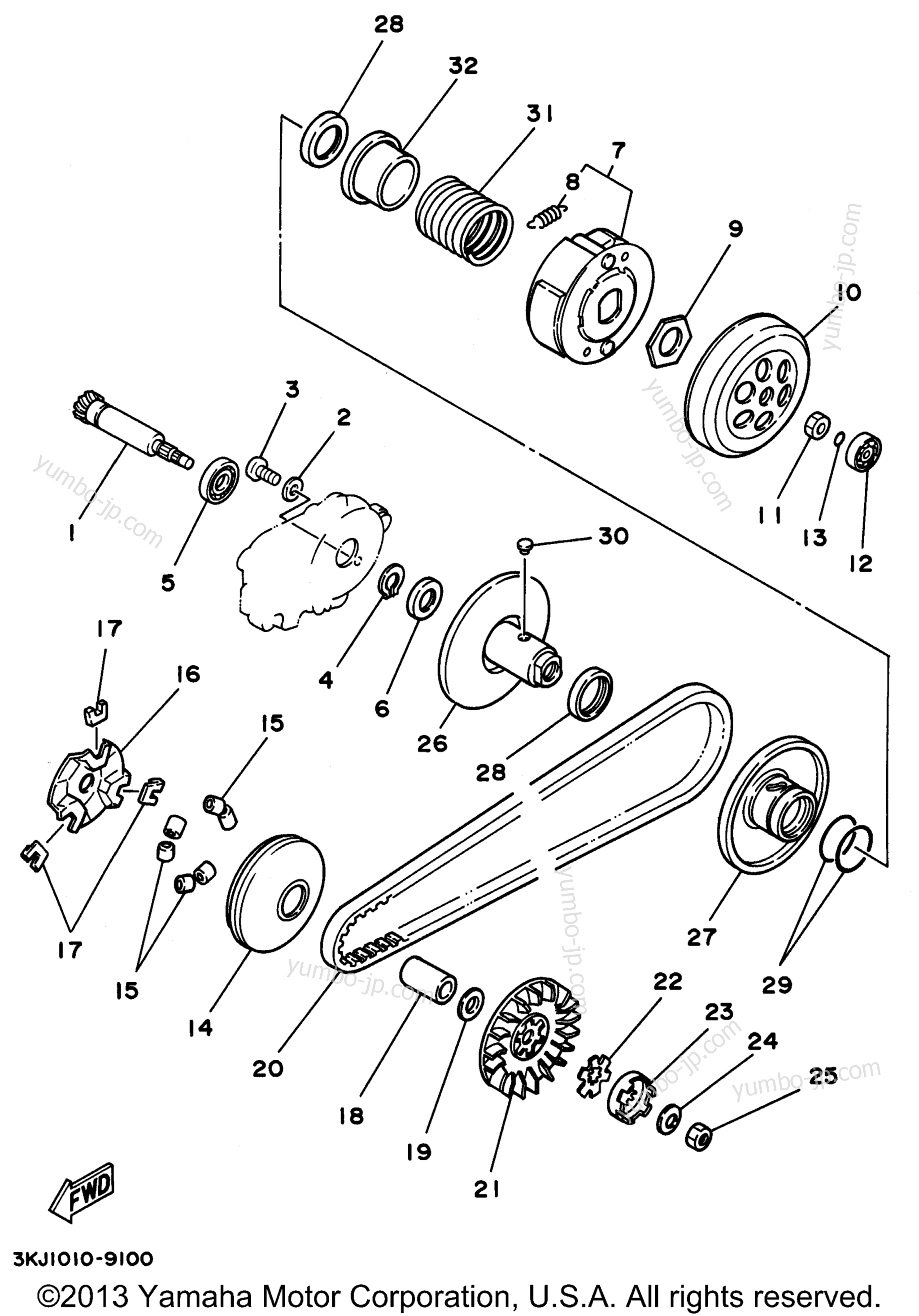 Устройство сцепления для скутеров YAMAHA JOG (CY50H) 1996 г.