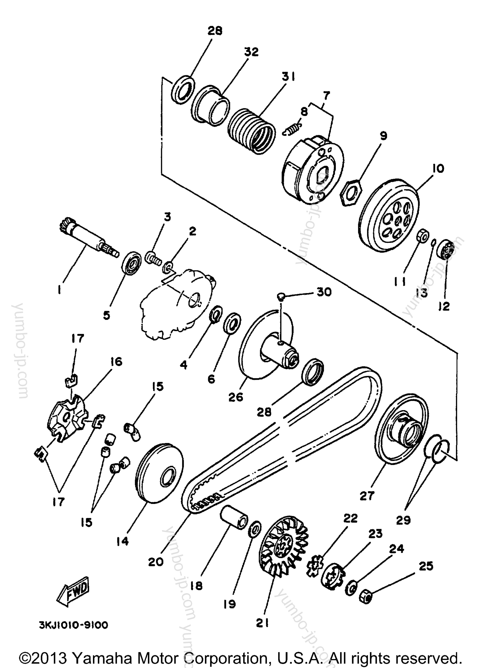 Устройство сцепления для скутеров YAMAHA JOG (CY50N) 2001 г.