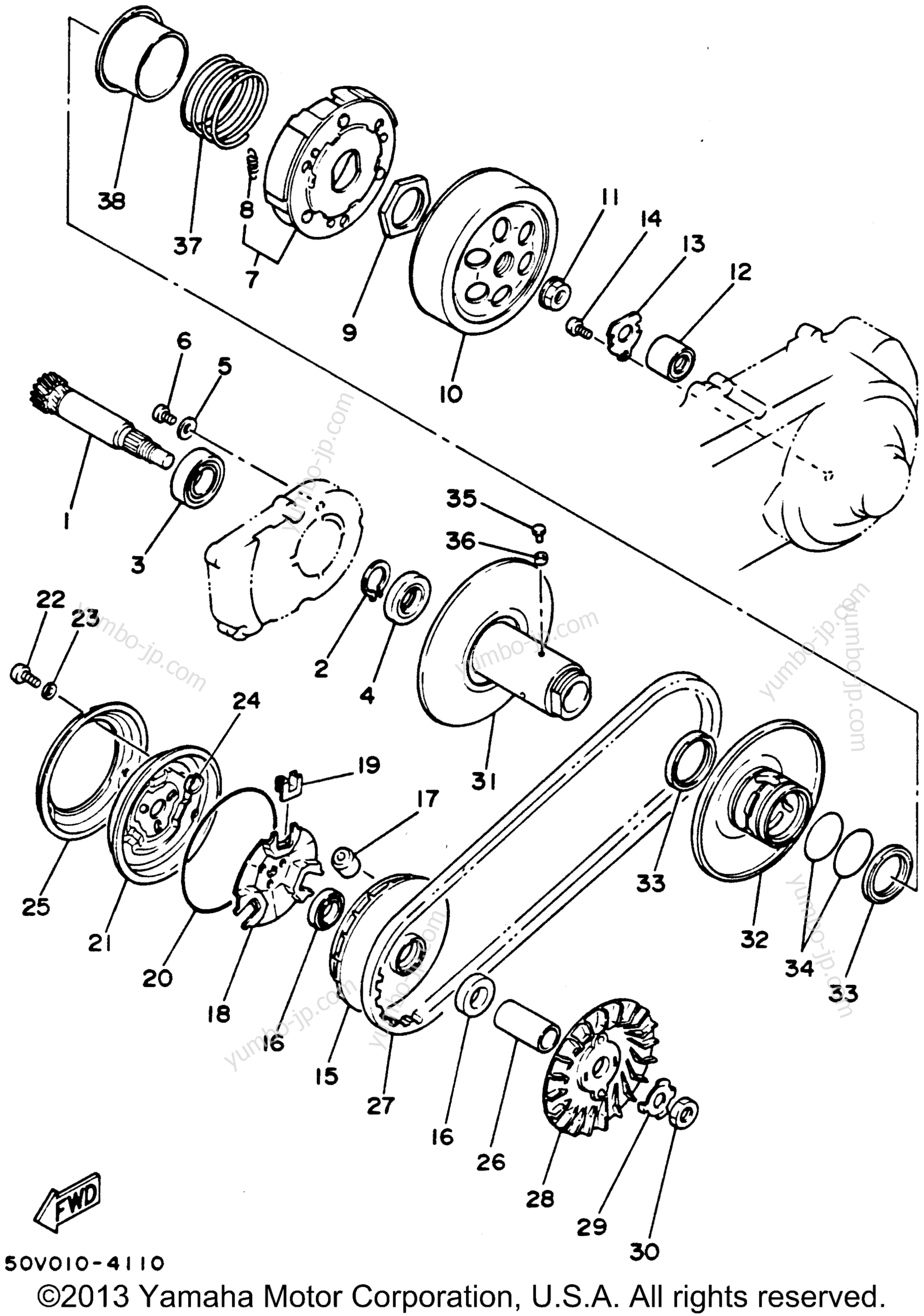 Устройство сцепления для скутеров YAMAHA RIVA 125 (XC125K) 1998 г.