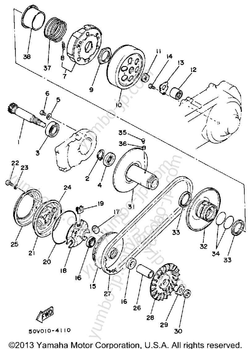 Устройство сцепления для скутеров YAMAHA RIVA 125 (XC125D) 1992 г.