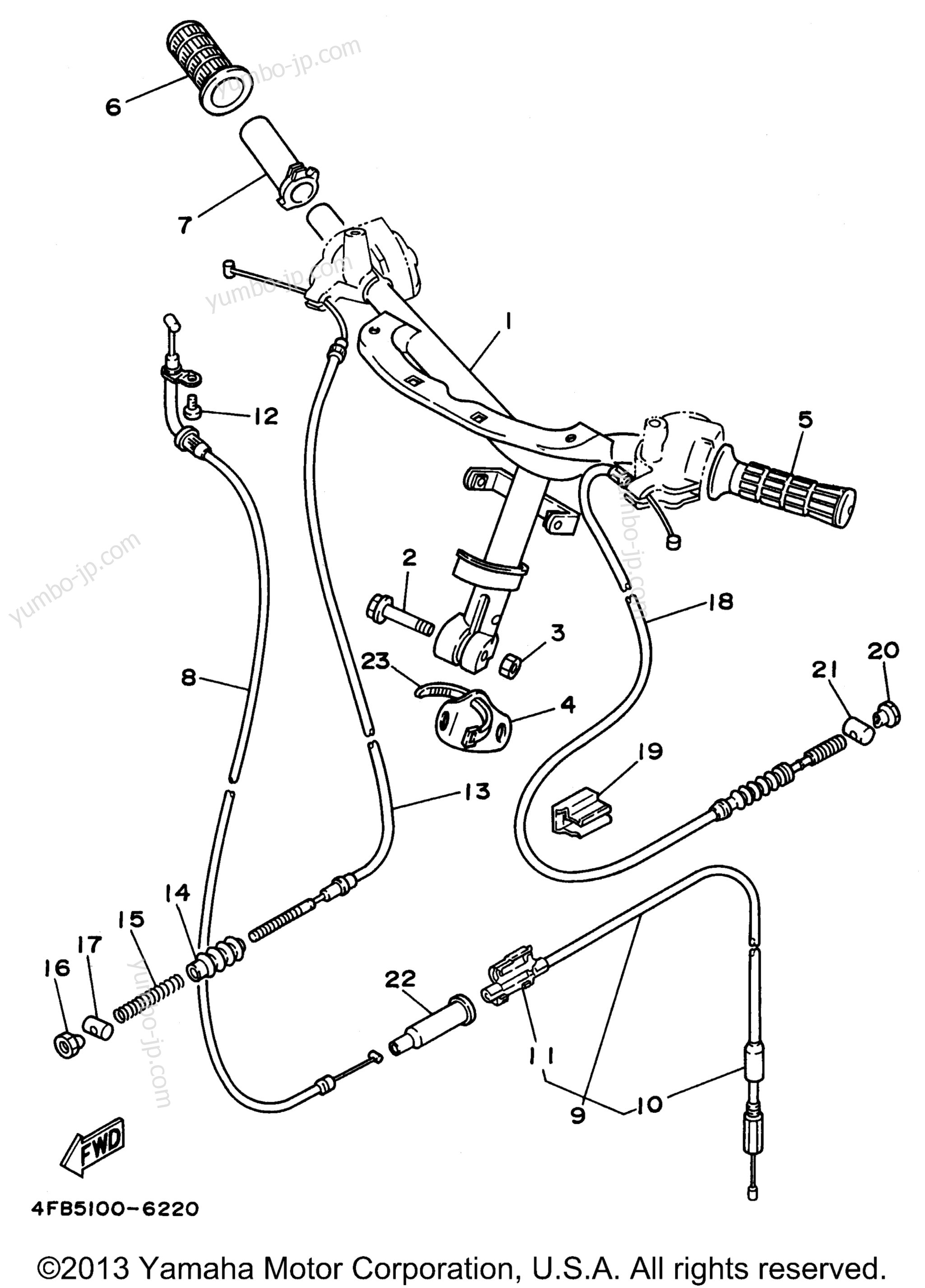 Steering Handle Cable для скутеров YAMAHA JOG (CY50H) 1996 г.