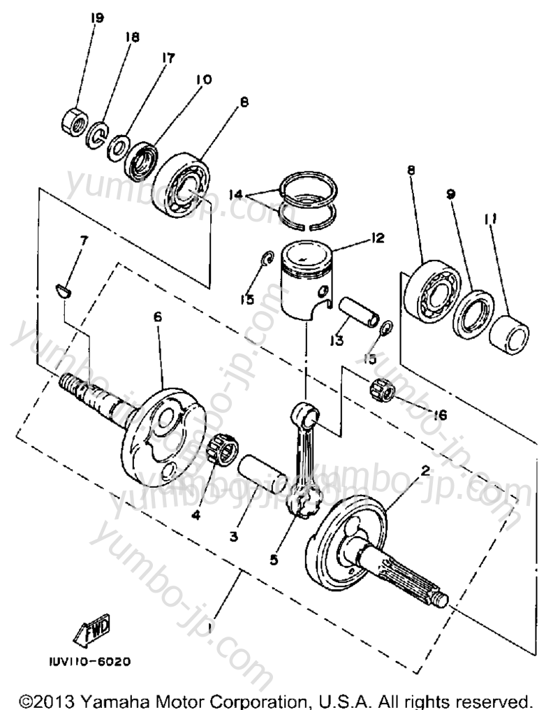 Crankshaft-Piston для скутеров YAMAHA CE50ET 1987 г.
