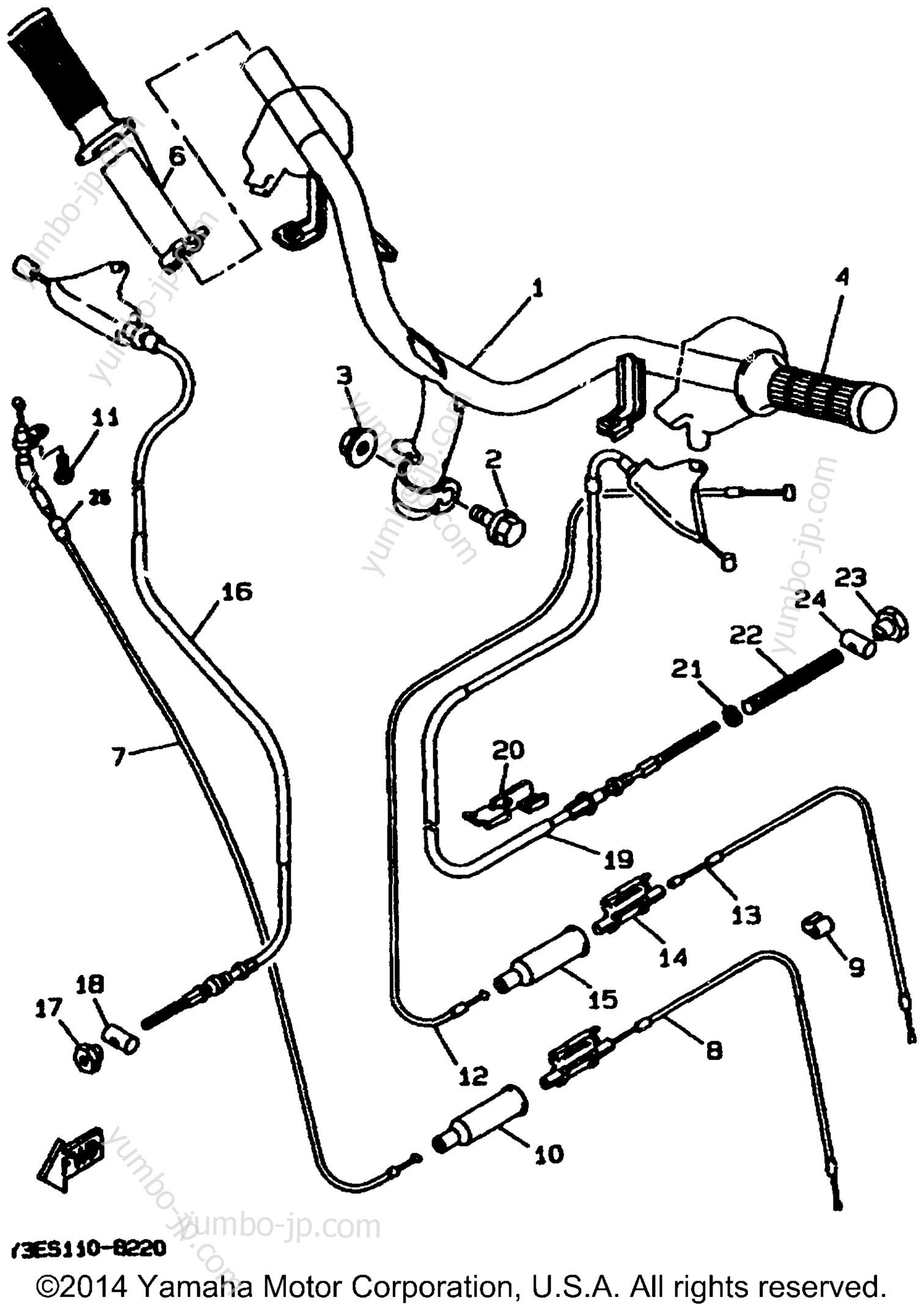 Steering Handle Cable для скутеров YAMAHA ZUMA II (CW50K) 1998 г.