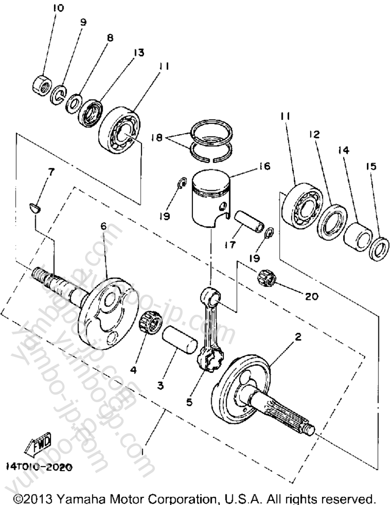 Crankshaft - Piston для скутеров YAMAHA RIVA 50 (CA50S) 1986 г.