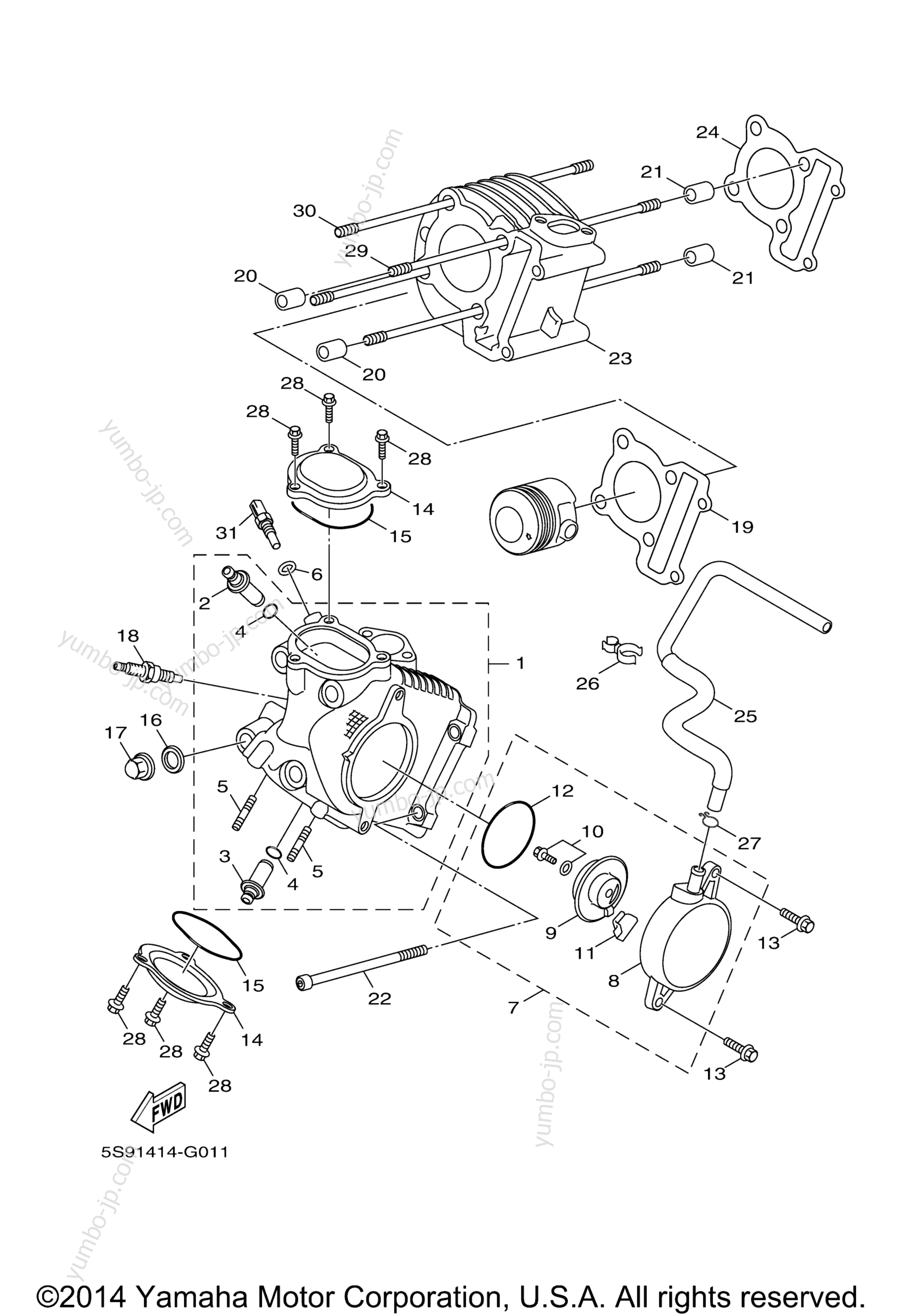 CYLINDER for scooters YAMAHA ZUMA 125 (YW125FGY) 2015 year