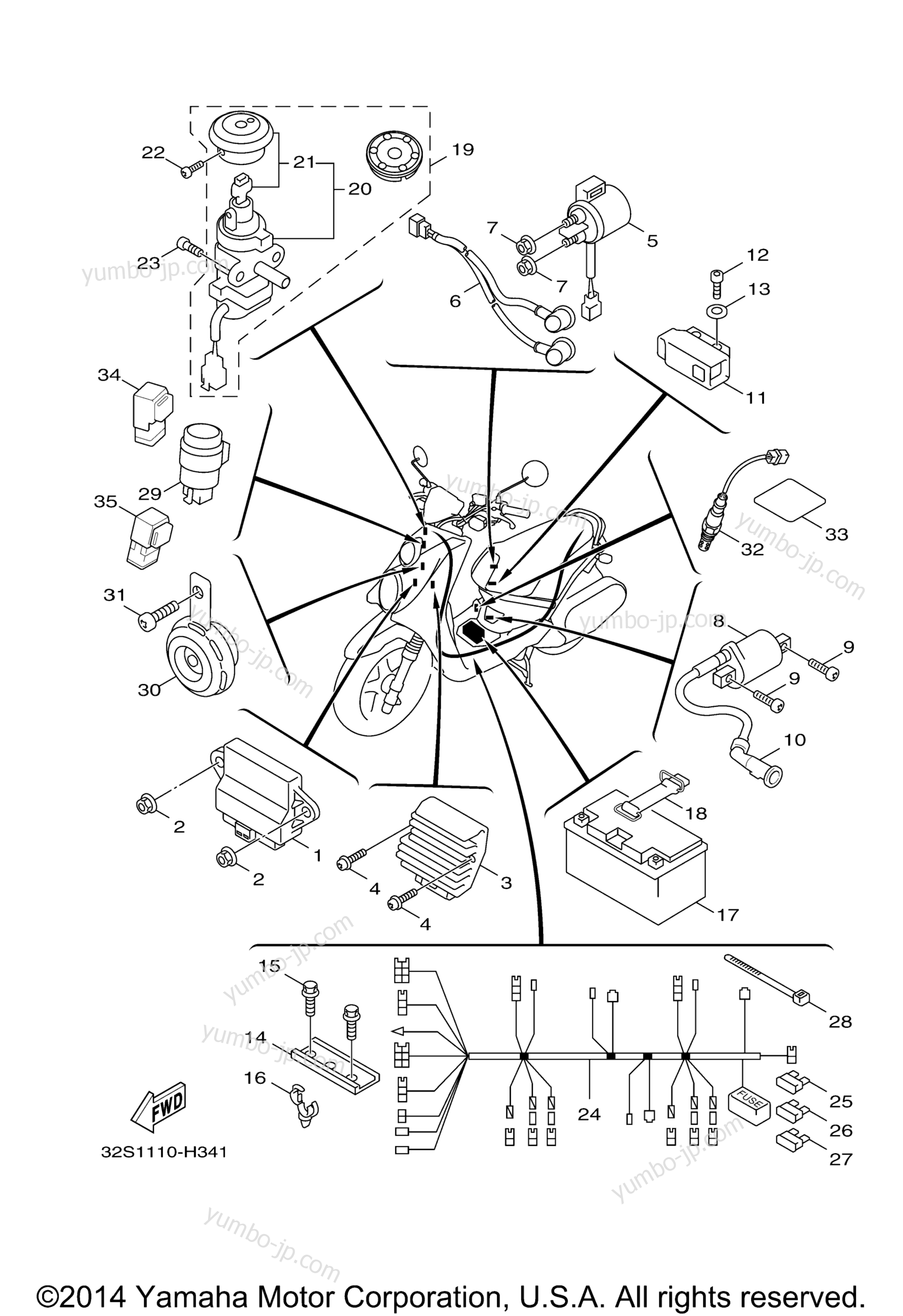 Electrical 1 for scooters YAMAHA ZUMA 125 (YW125FGY) 2015 year