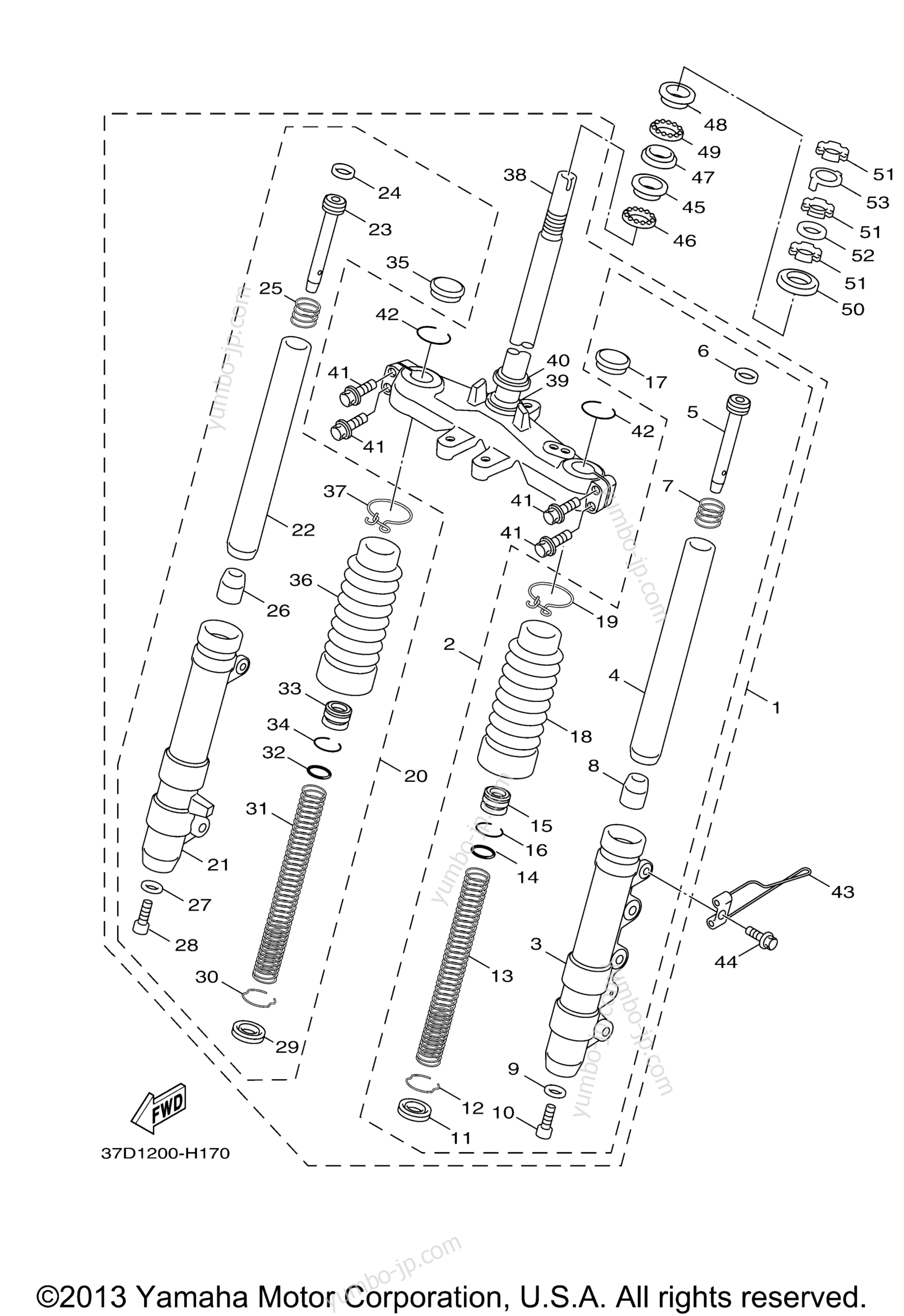 FRONT FORK для скутеров YAMAHA ZUMA 125 (YW125BW) 2012 г.