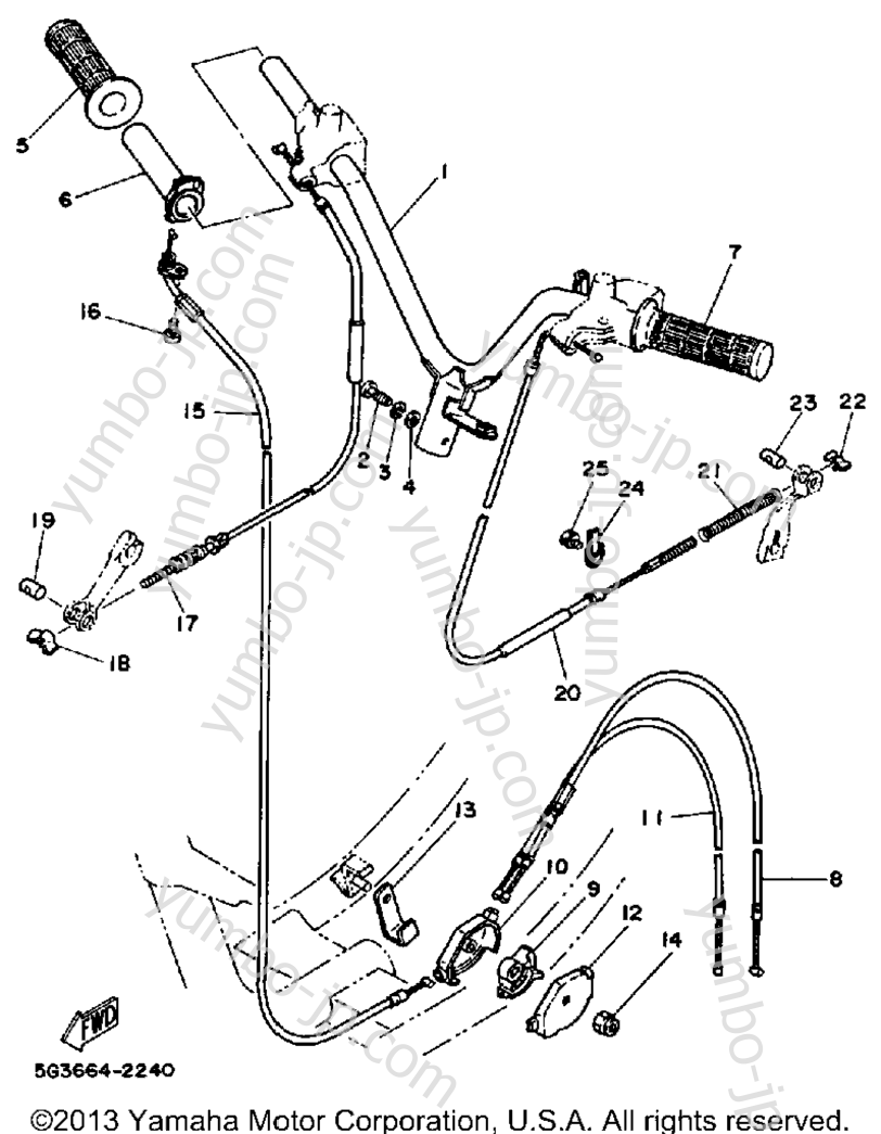 Handlebar - Cable для скутеров YAMAHA RIVA 80 (CV80T) 1987 г.