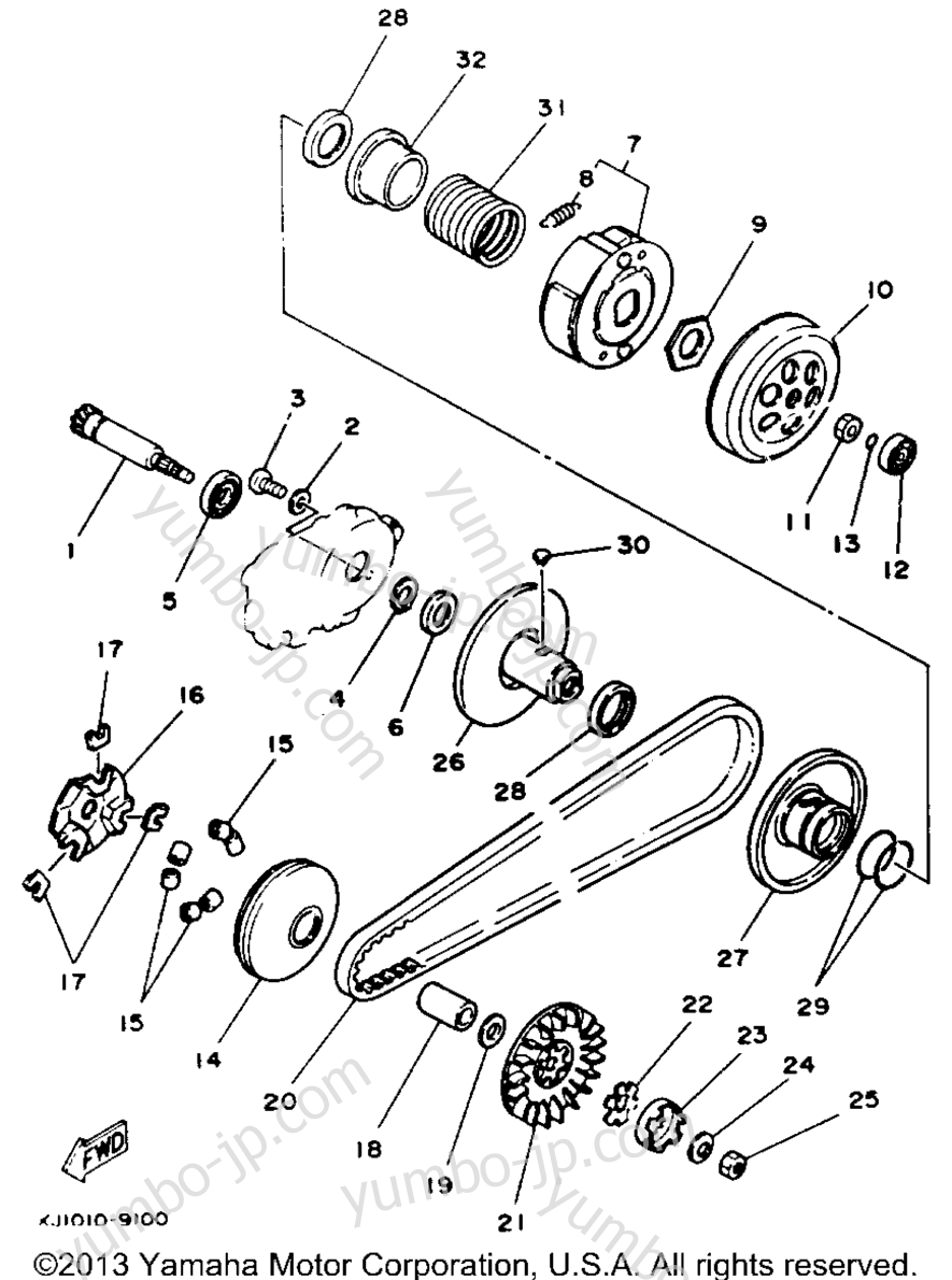 Устройство сцепления для скутеров YAMAHA JOG (CY50D) 1992 г.