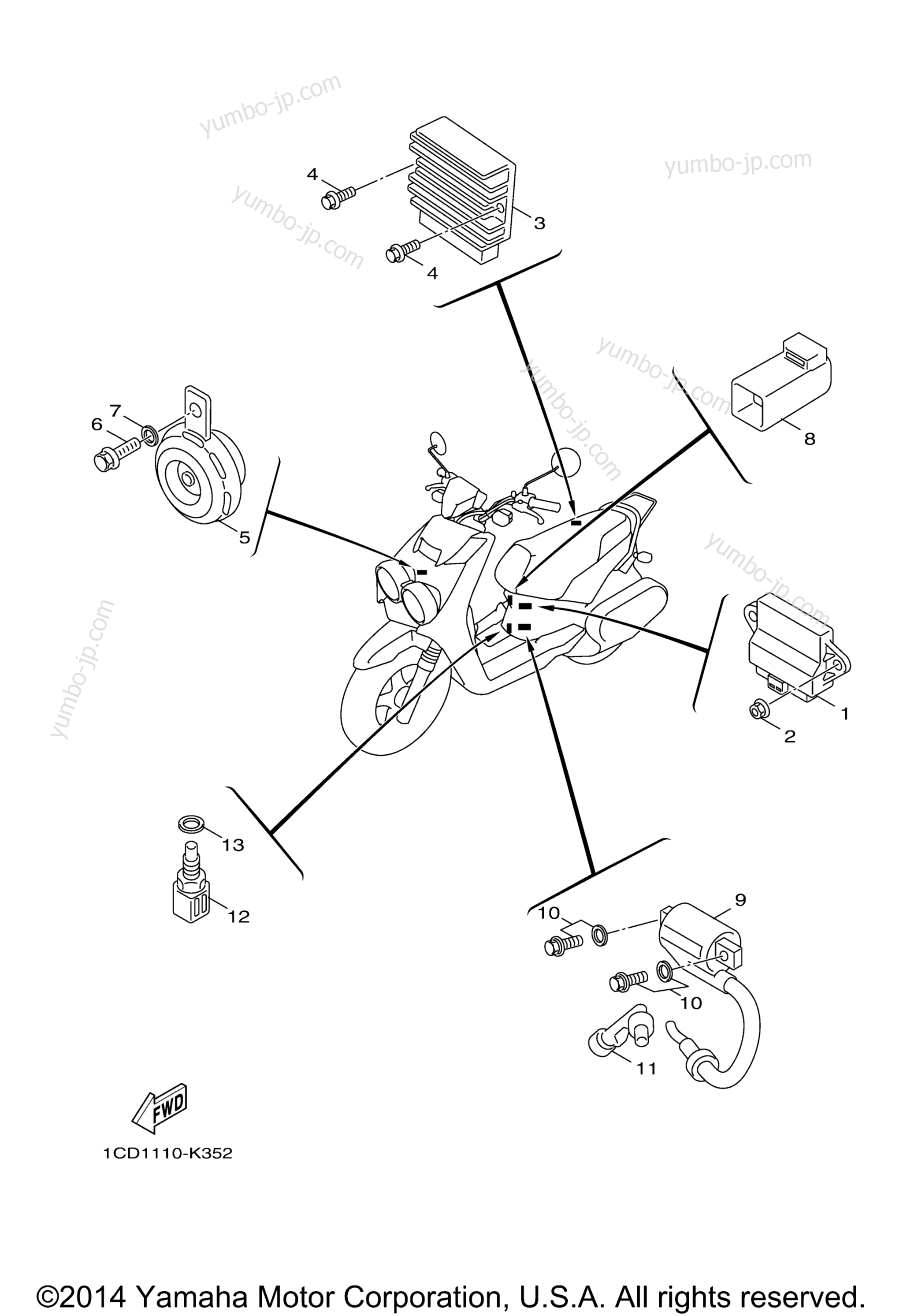 Electrical 1 для скутеров YAMAHA ZUMA FX (YW50FXEL) 2014 г.