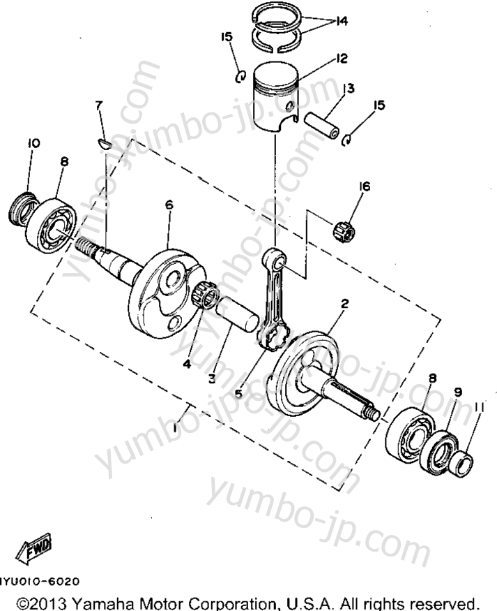 Crankshaft - Piston для скутеров YAMAHA RAZZ (SH50A) 1990 г.