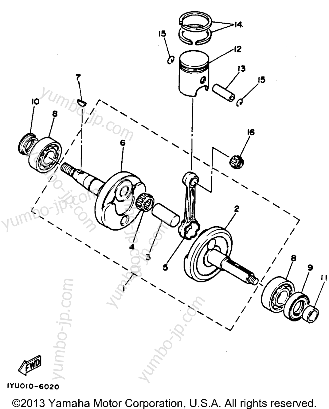 Crankshaft - Piston для скутеров YAMAHA RAZZ (SH50E) 1993 г.