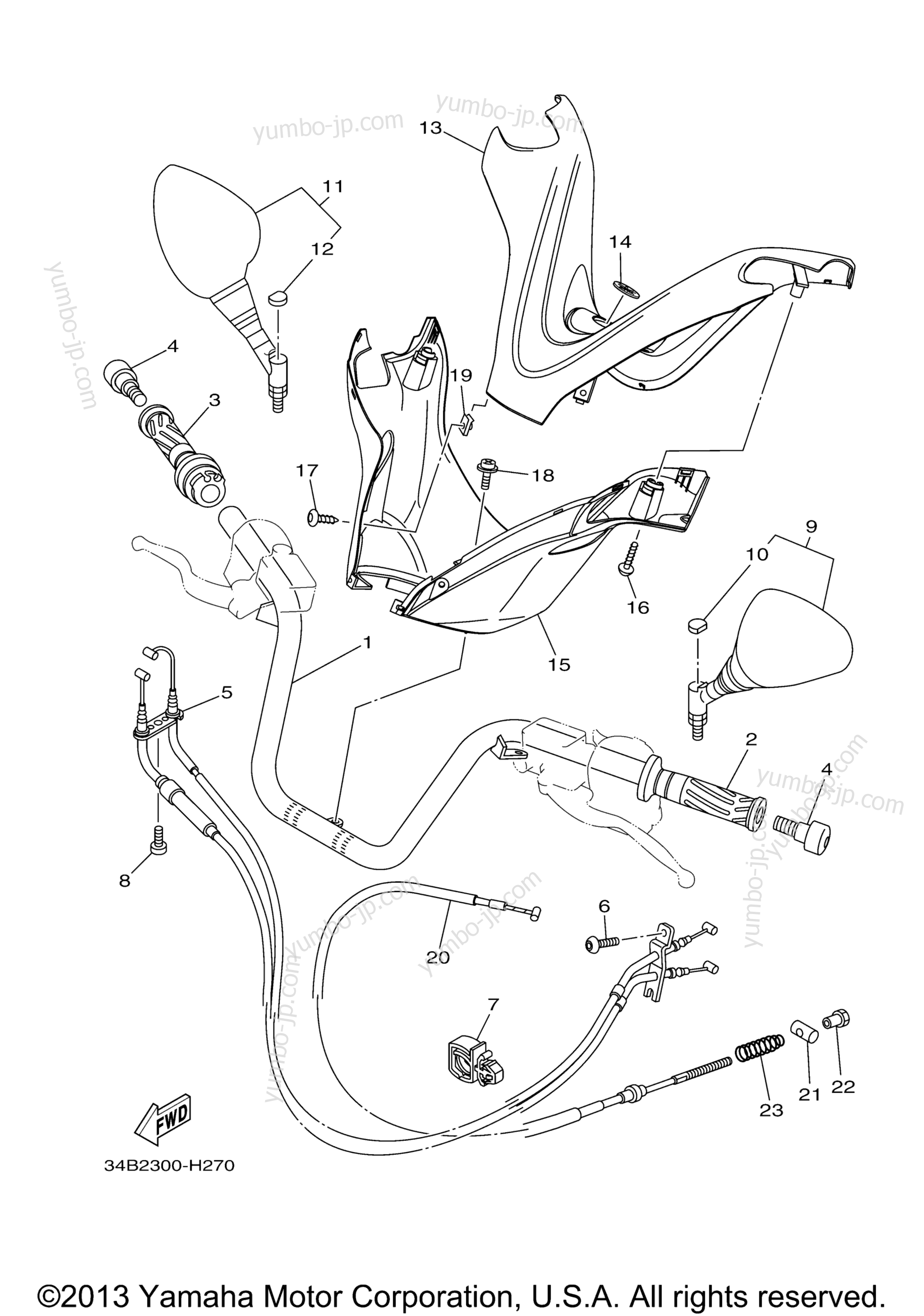 Steering Handle Cable для скутеров YAMAHA MAJESTY (YP400ER) 2014 г.