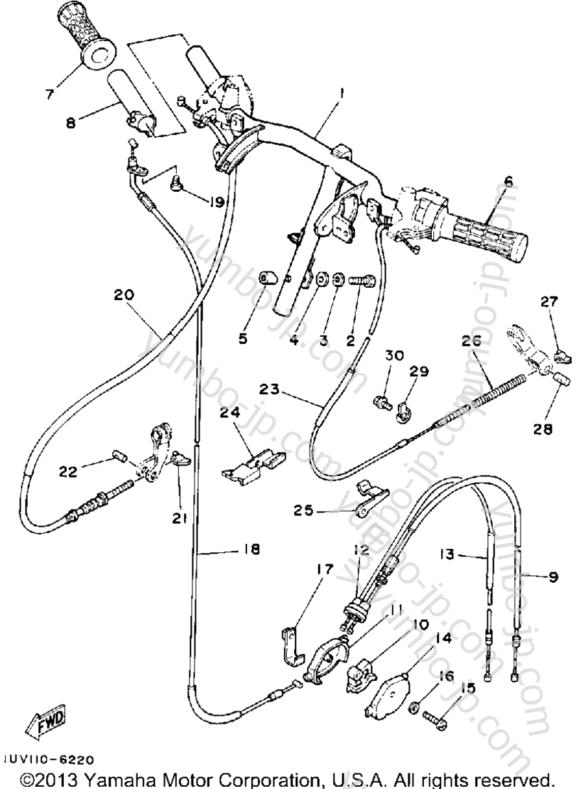 Handlebar - Cable для скутеров YAMAHA CE50ES 1986 г.