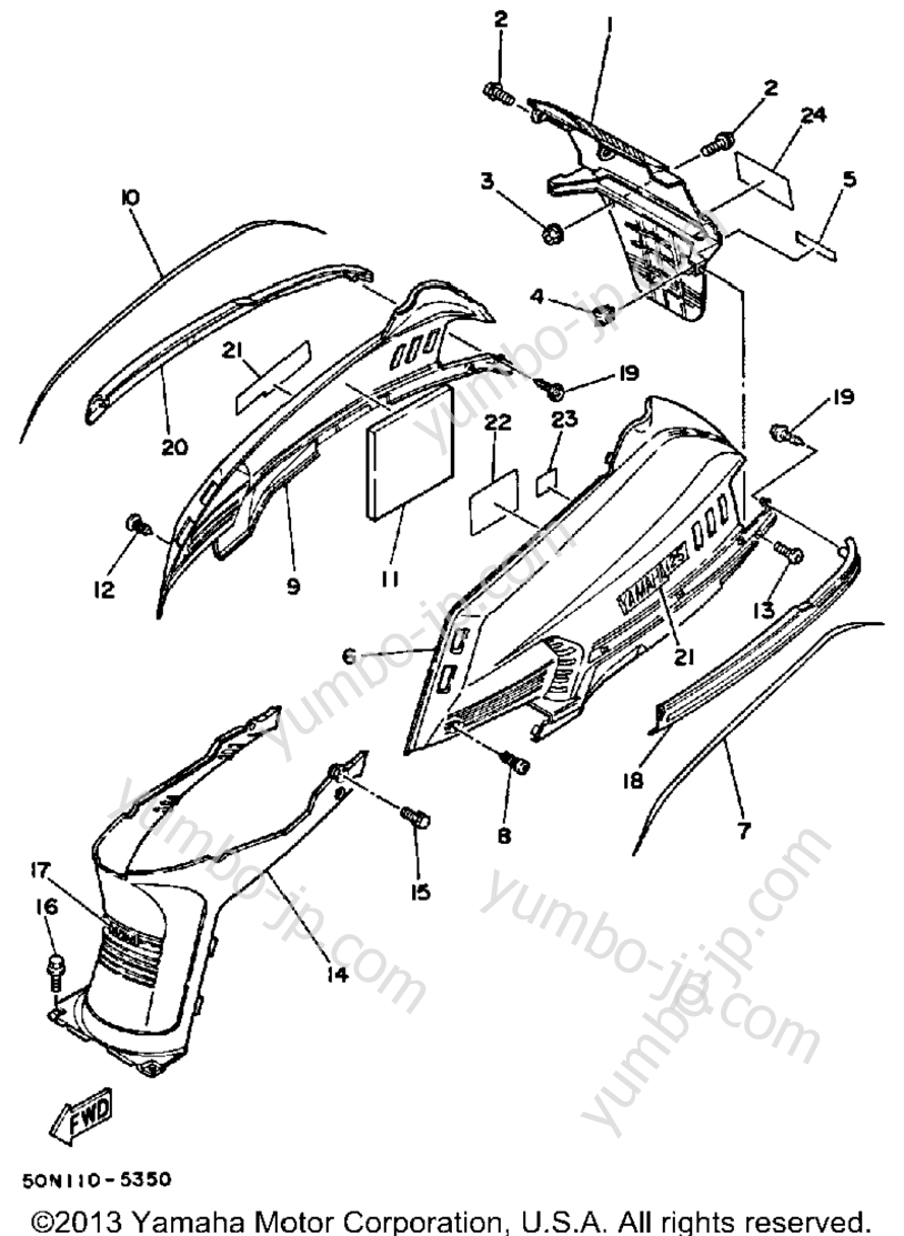 Side Cover (California Model Only) for scooters YAMAHA RIVA 125 (XC125T) 1987 year