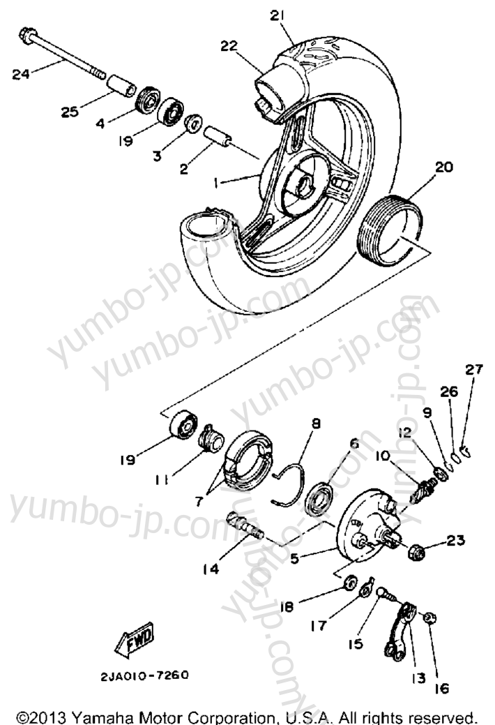 FRONT WHEEL for scooters YAMAHA JOG (CG50W) 1989 year