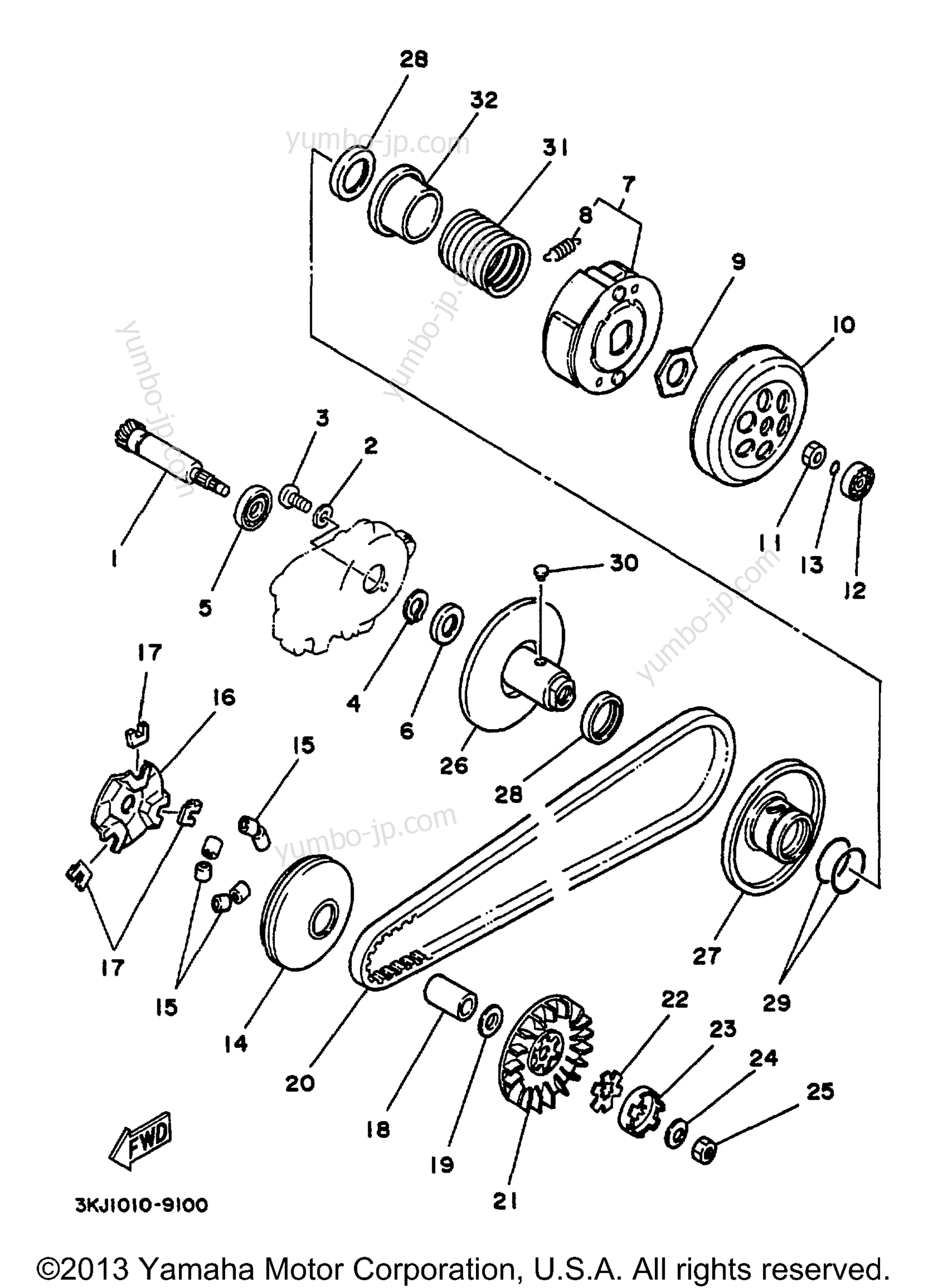 Устройство сцепления для скутеров YAMAHA JOG (CY50M) 2000 г.