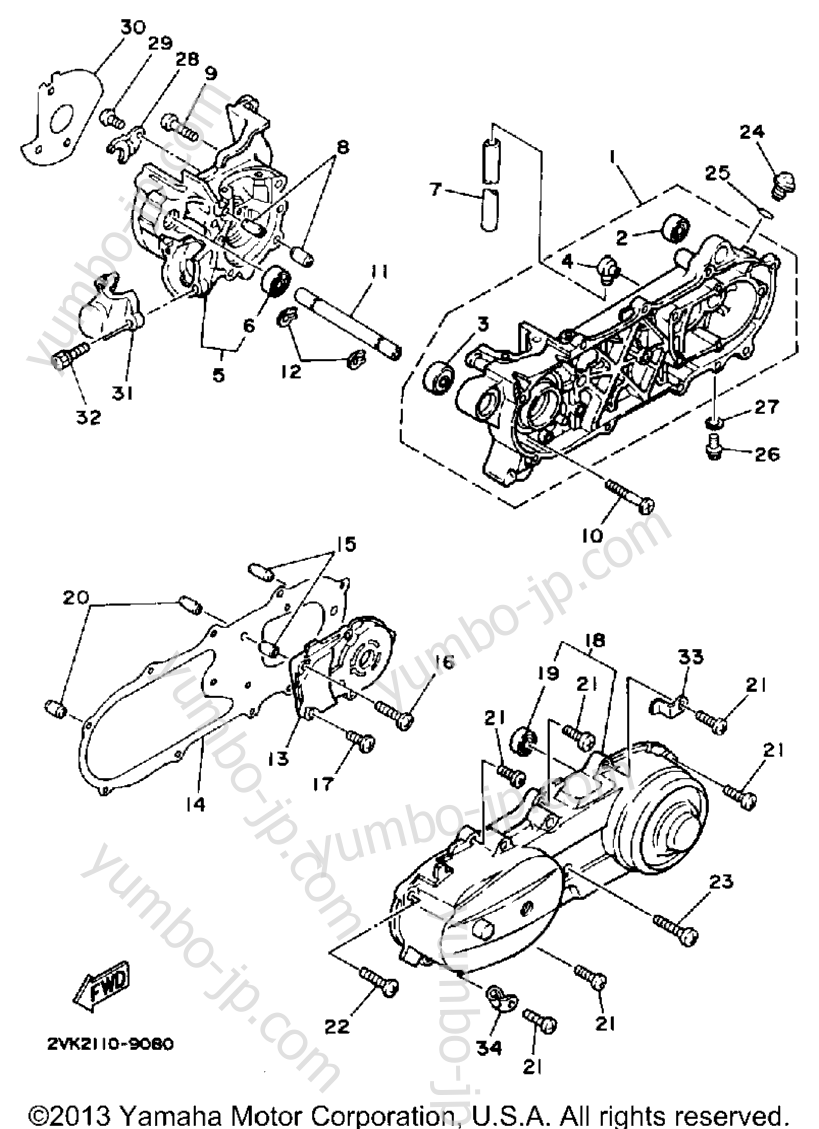 CRANKCASE for scooters YAMAHA JOG (CG50W) 1989 year