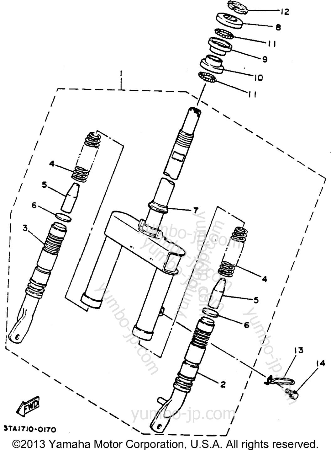 FRONT FORK для скутеров YAMAHA RAZZ (SH50F) 1994 г.