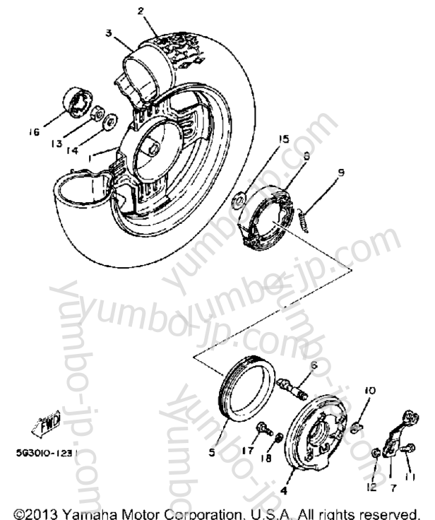 REAR WHEEL for scooters YAMAHA CV50L 1984 year