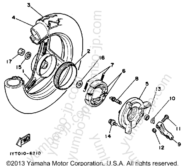REAR WHEEL для скутеров YAMAHA JOG (CG50A) 1990 г.