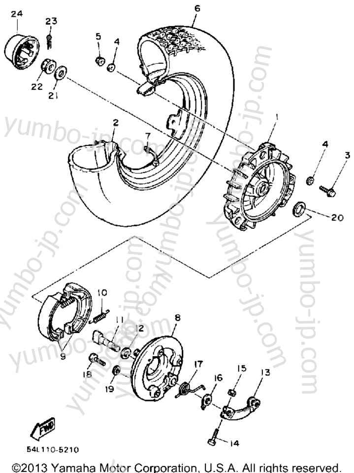 REAR WHEEL для скутеров YAMAHA RIVA 180 (XC180DN) 1985 г.