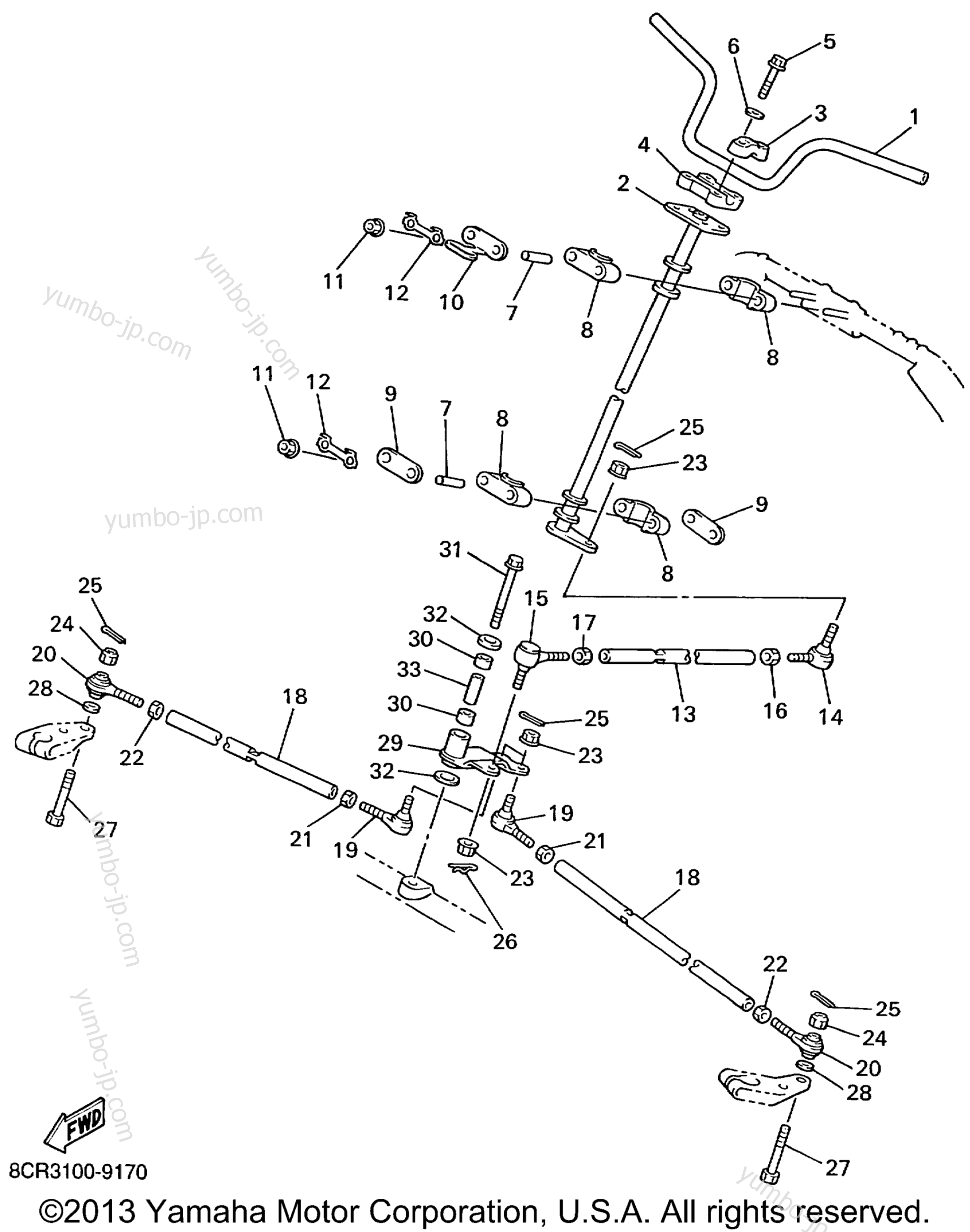 Steering for snowmobiles YAMAHA VMAX 500 DELUXE (VX500ERC) 1999 year