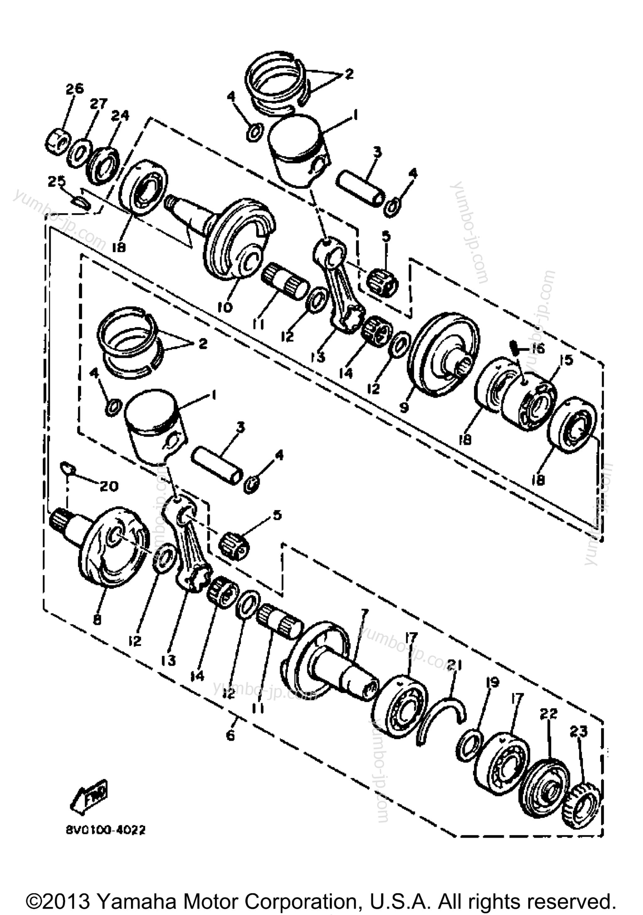 Crank Piston for snowmobiles YAMAHA PHAZER DELUXE (ELEC START) (PZ480EN) 1989 year